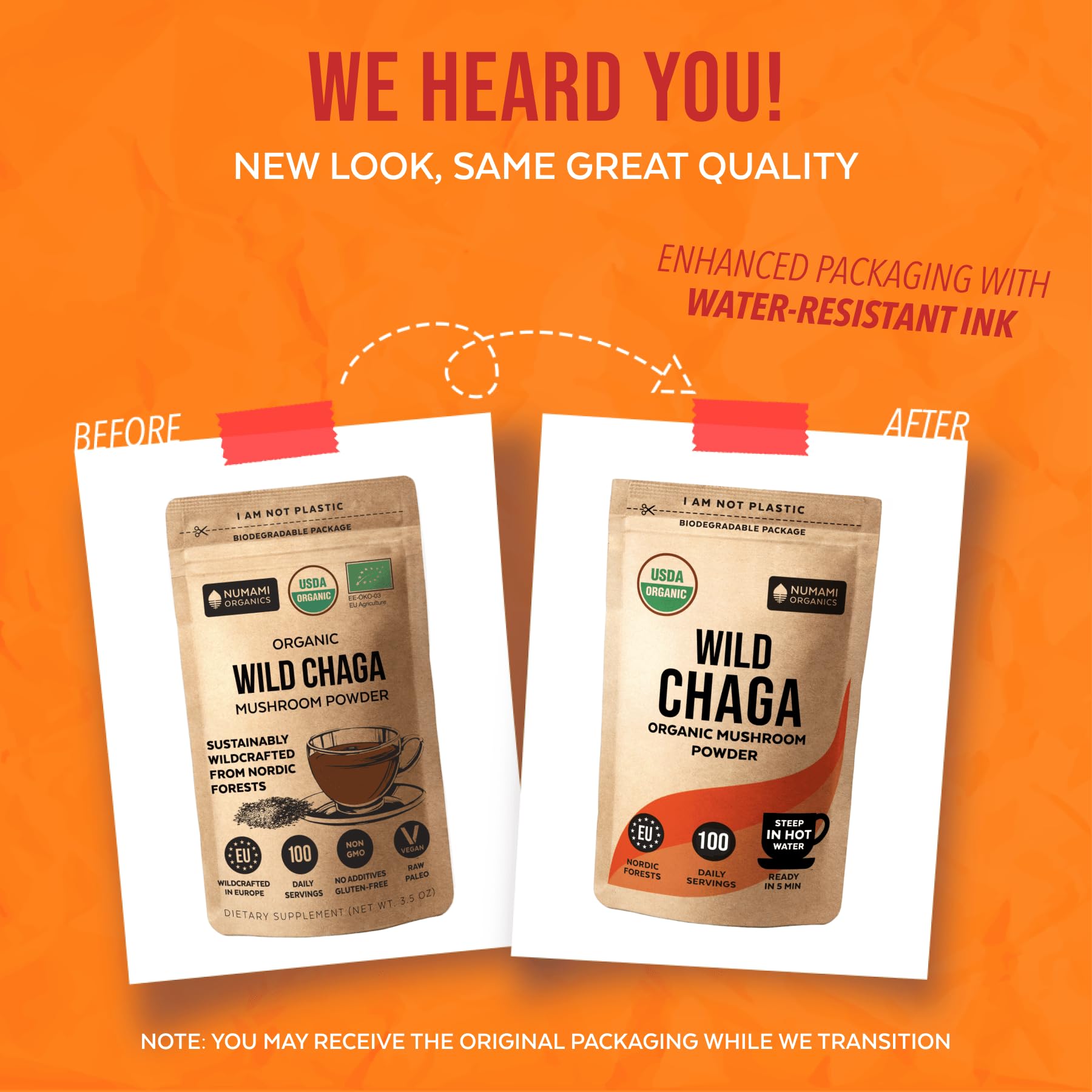 Numami Chaga Mushroom Powder 91g ingredients list