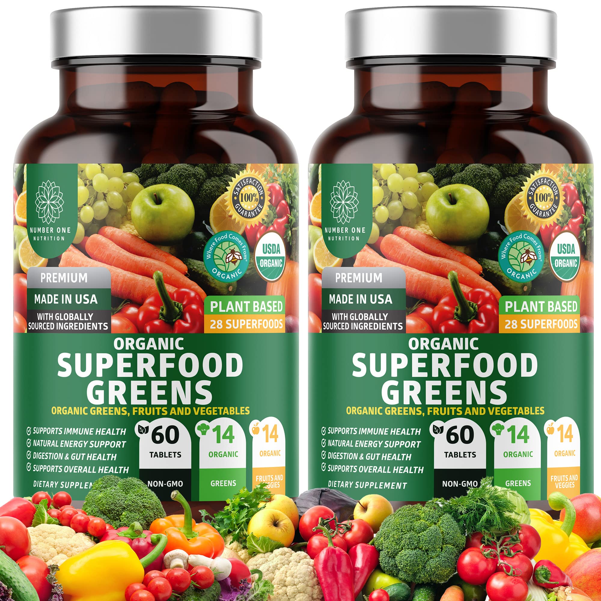 Number One Nutrition Alfalfa Greens Supplement bottle front view