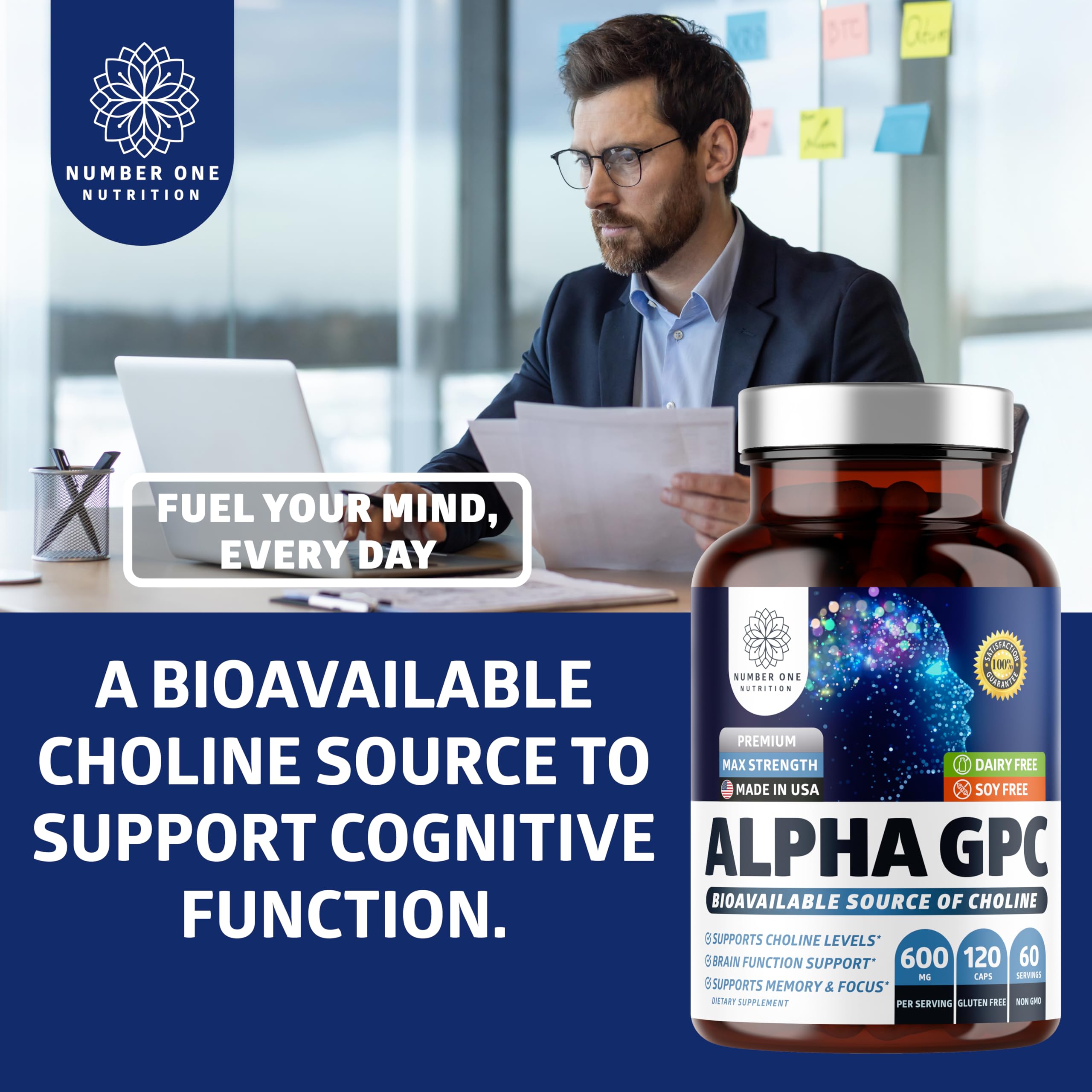 Number One Nutrition Alpha GPC Choline 600mg supplement ingredients list