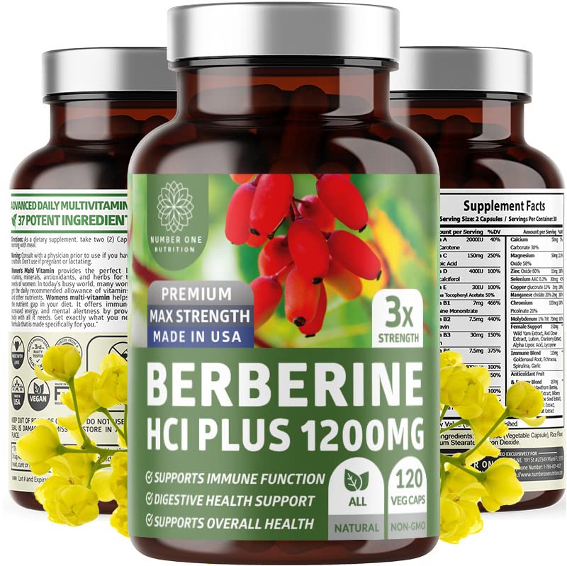 Number One Nutrition Berberine HCl Supplement 1200mg front view