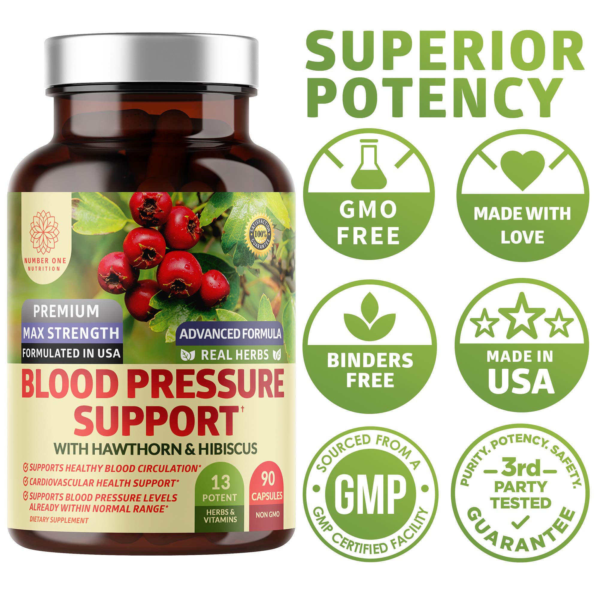 Number One Nutrition Blood Pressure Support Supplement with a glass of water