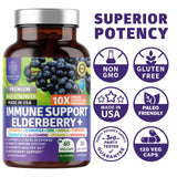 Number One Nutrition Elderberry daily wellness Support Supplement displayed with fresh elderberries