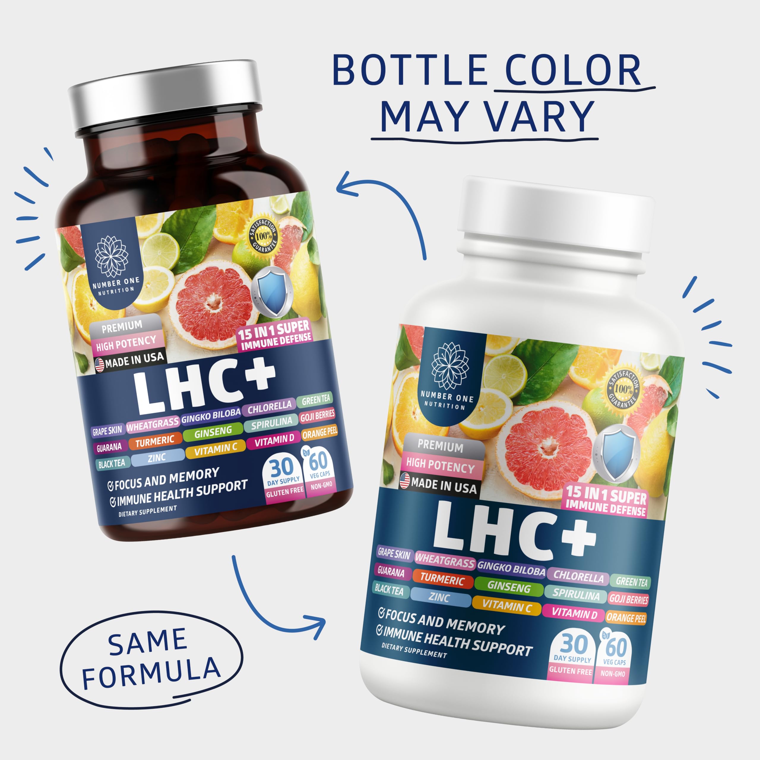 Number One Nutrition LHC+ daily wellness Support supplement side view