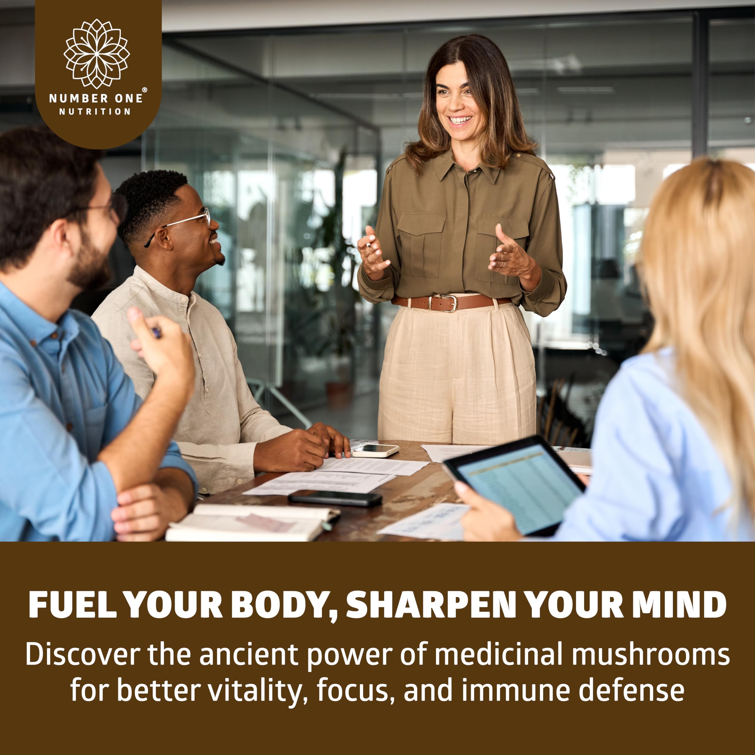 Number One Nutrition Mushroom Blend Capsules in hand