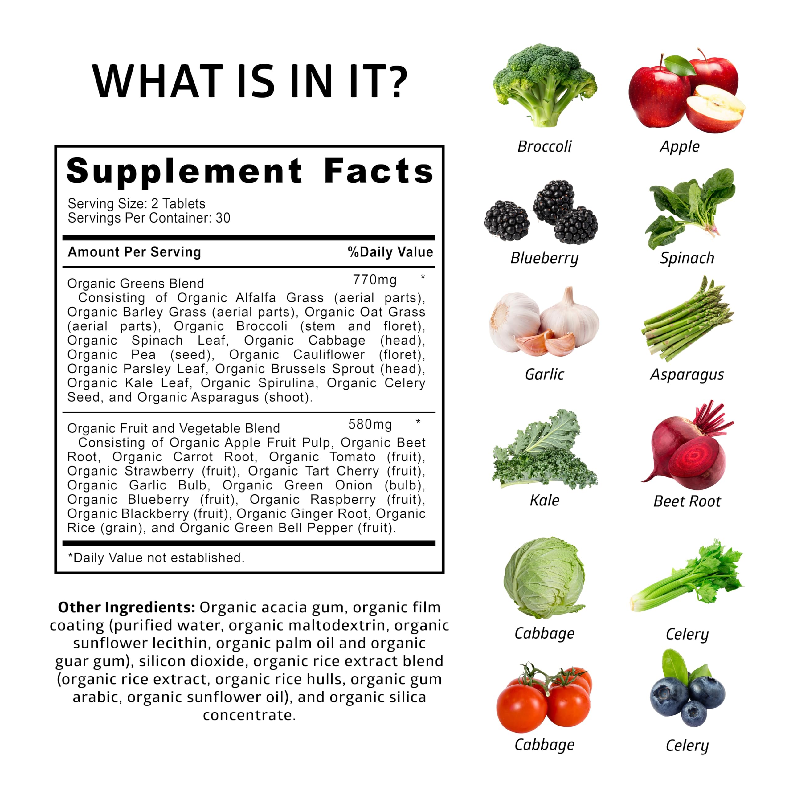 Number One Nutrition Organic Alfalfa Greens Tablets packaging