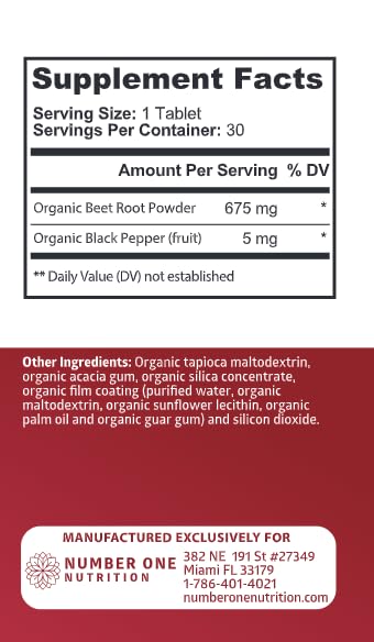 Number One Nutrition Organic Spirulina Beetroot Tablets packaging
