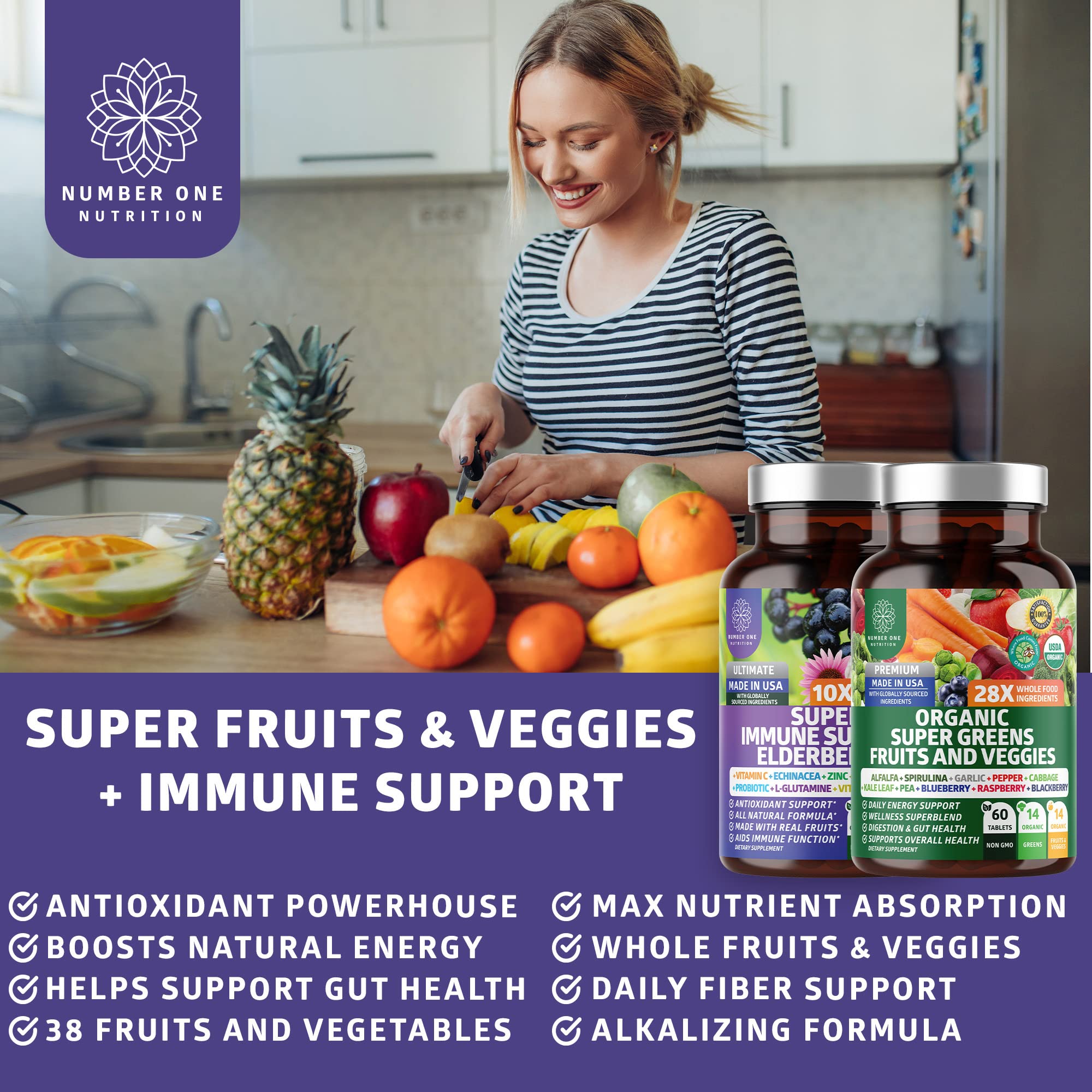 Number One Nutrition Organic Superfood Greens + daily wellness Support lifestyle scene
