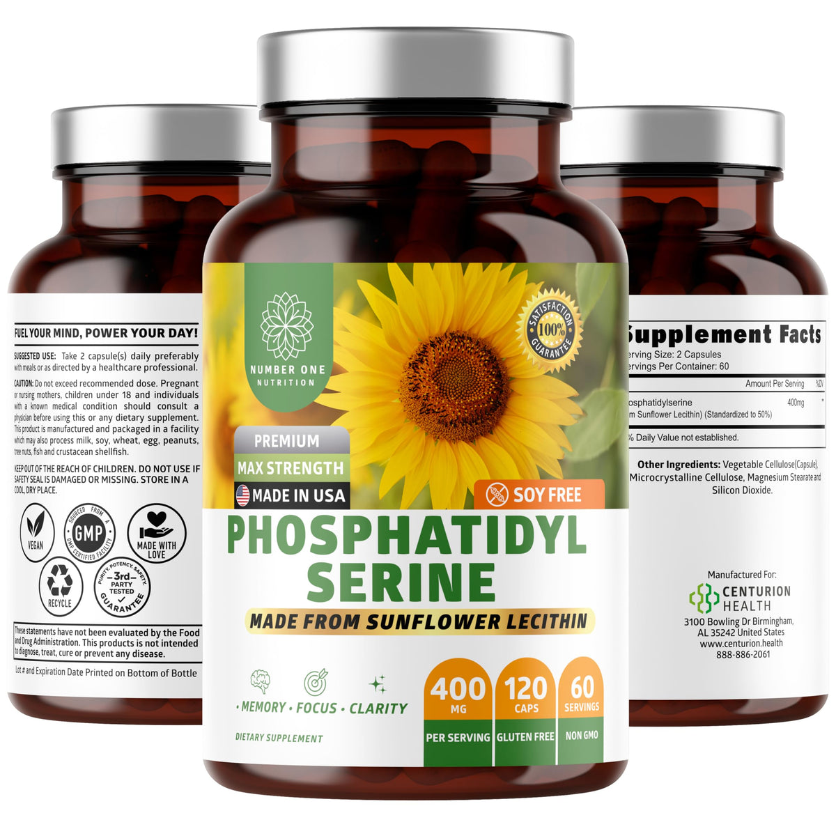 Number One Nutrition Phosphatidylserine Capsules front view
