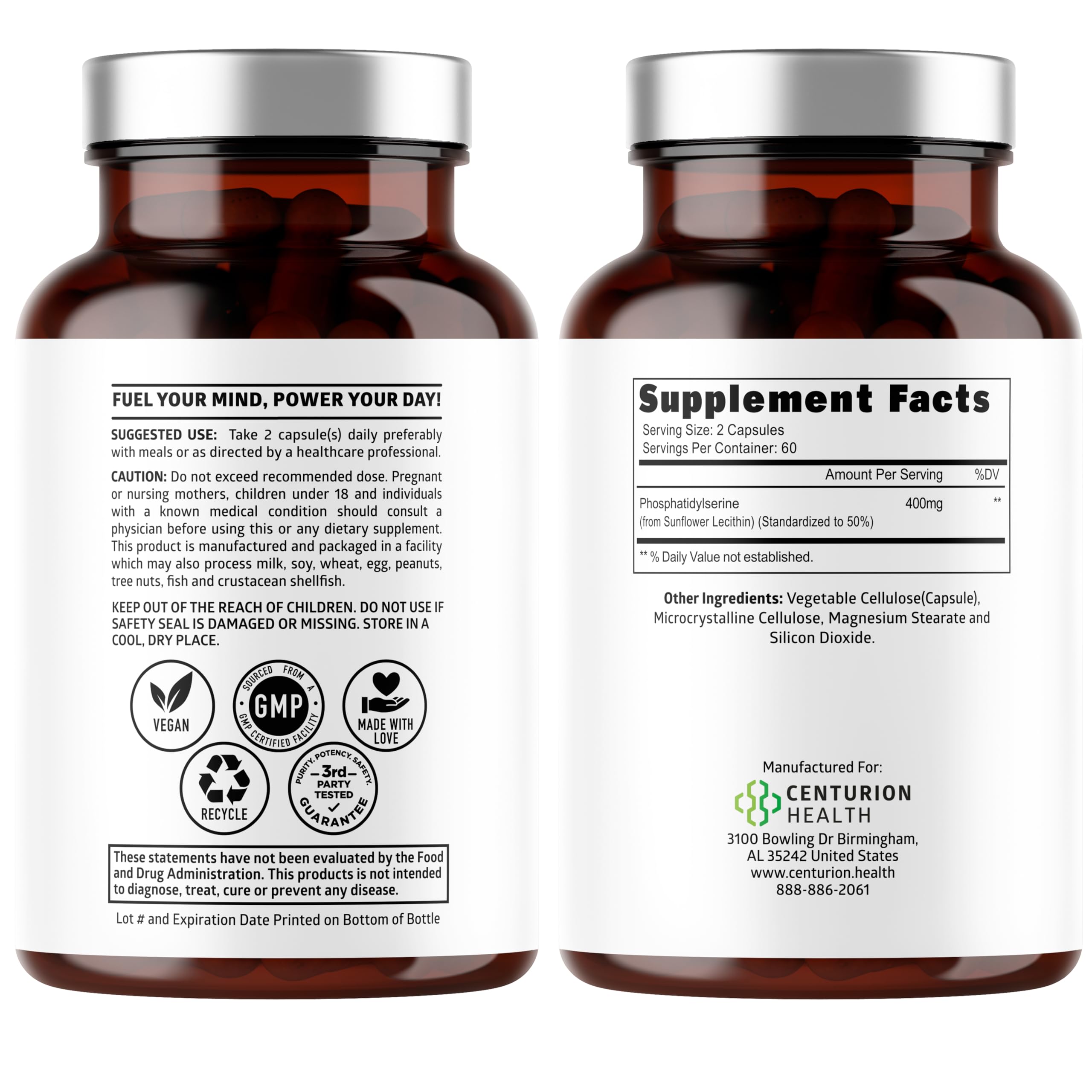Number One Nutrition Phosphatidylserine Capsules side view