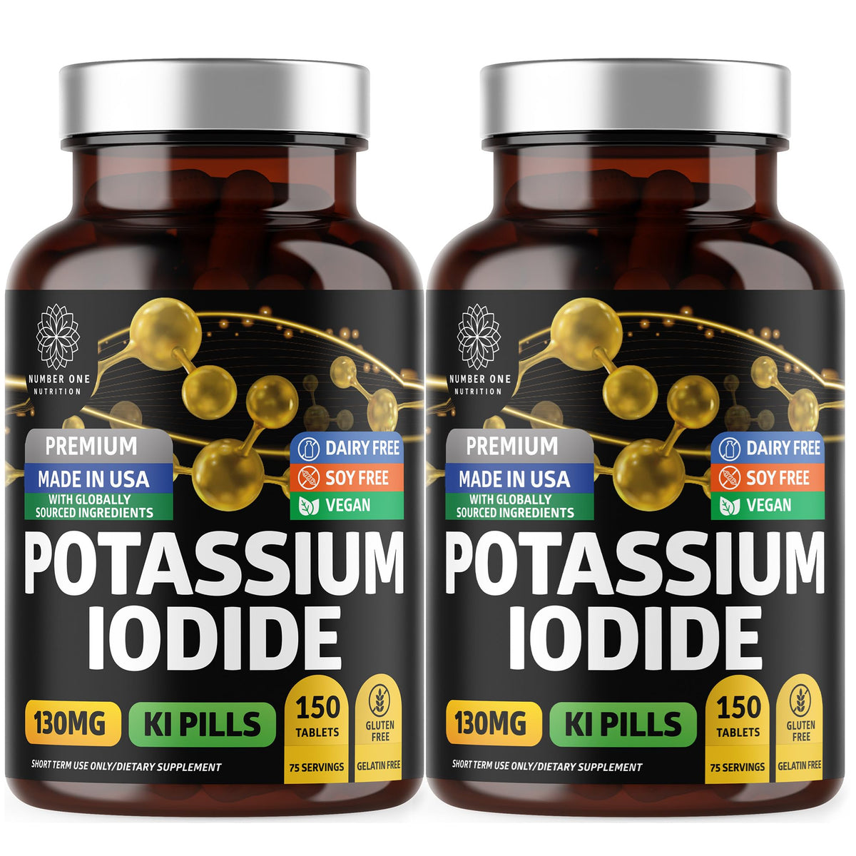Number One Nutrition Potassium Iodide Supplement 130mg front view