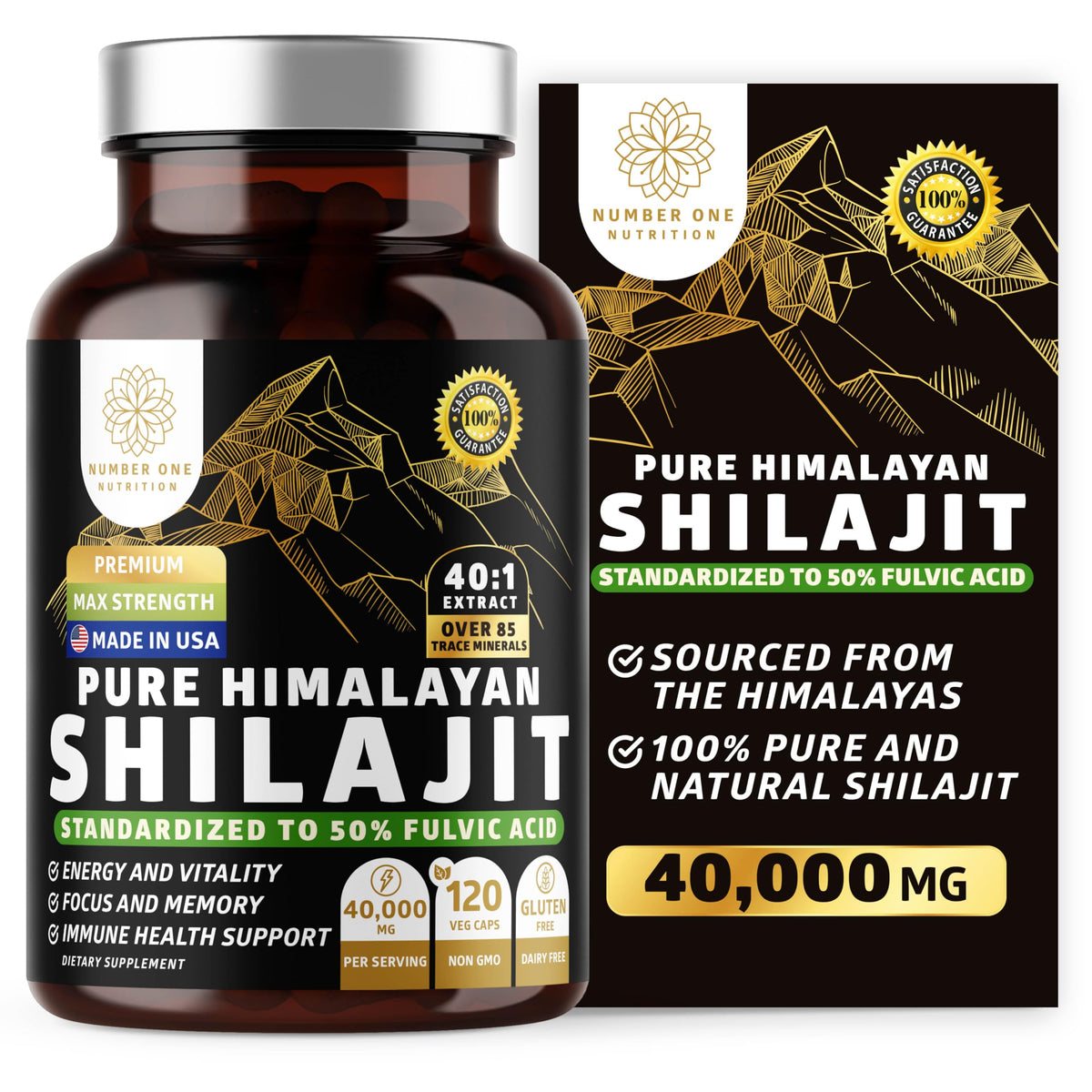 Number One Nutrition Shilajit 1000 Capsules front view