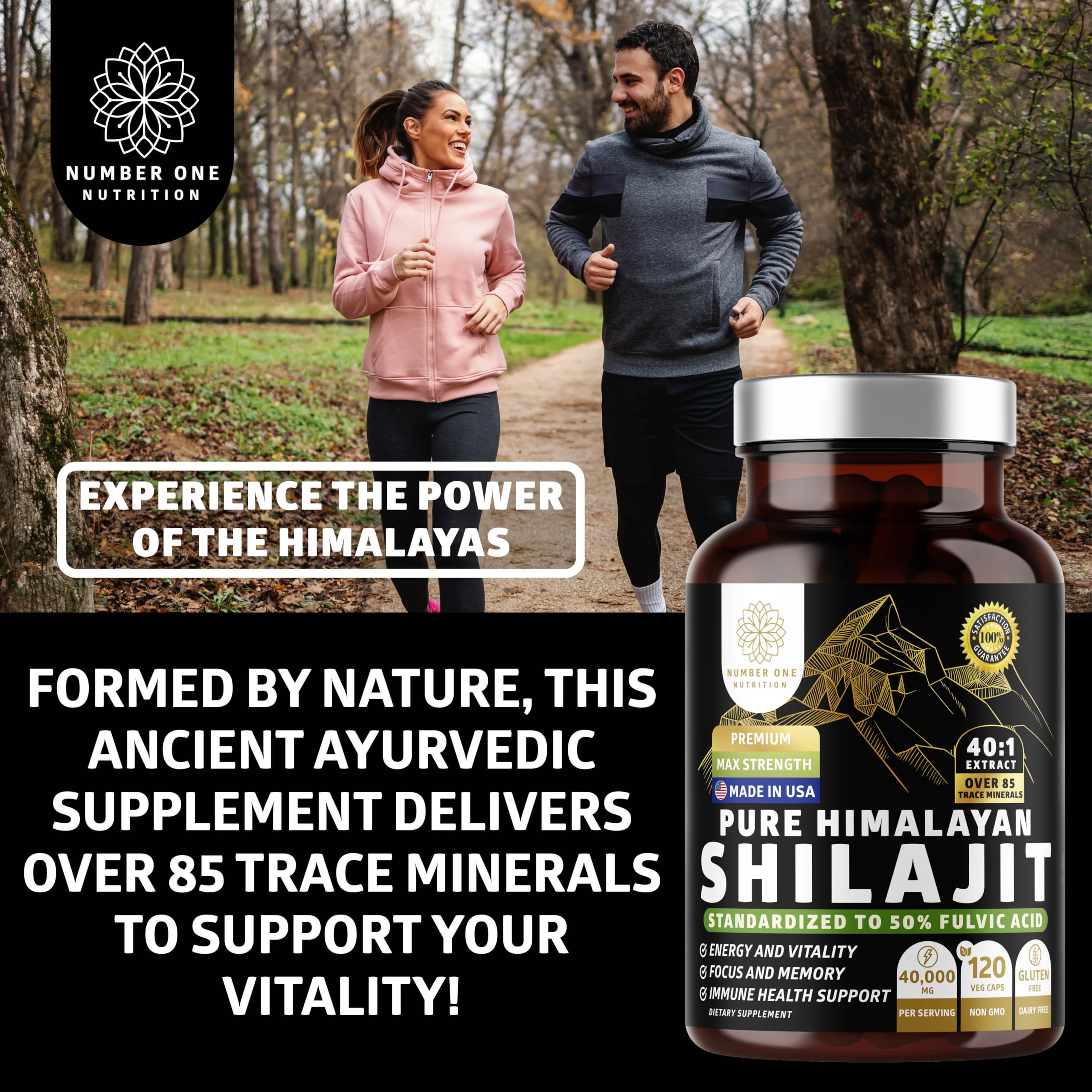 Number One Nutrition Shilajit 1000 Capsules with measuring spoon