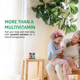 Number One Nutrition Super Fruits and Veggies capsules on a wooden table
