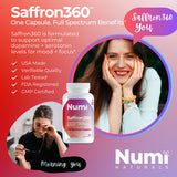Numi Naturals Saffron360 Capsules with Certificate of Analysis QR code
