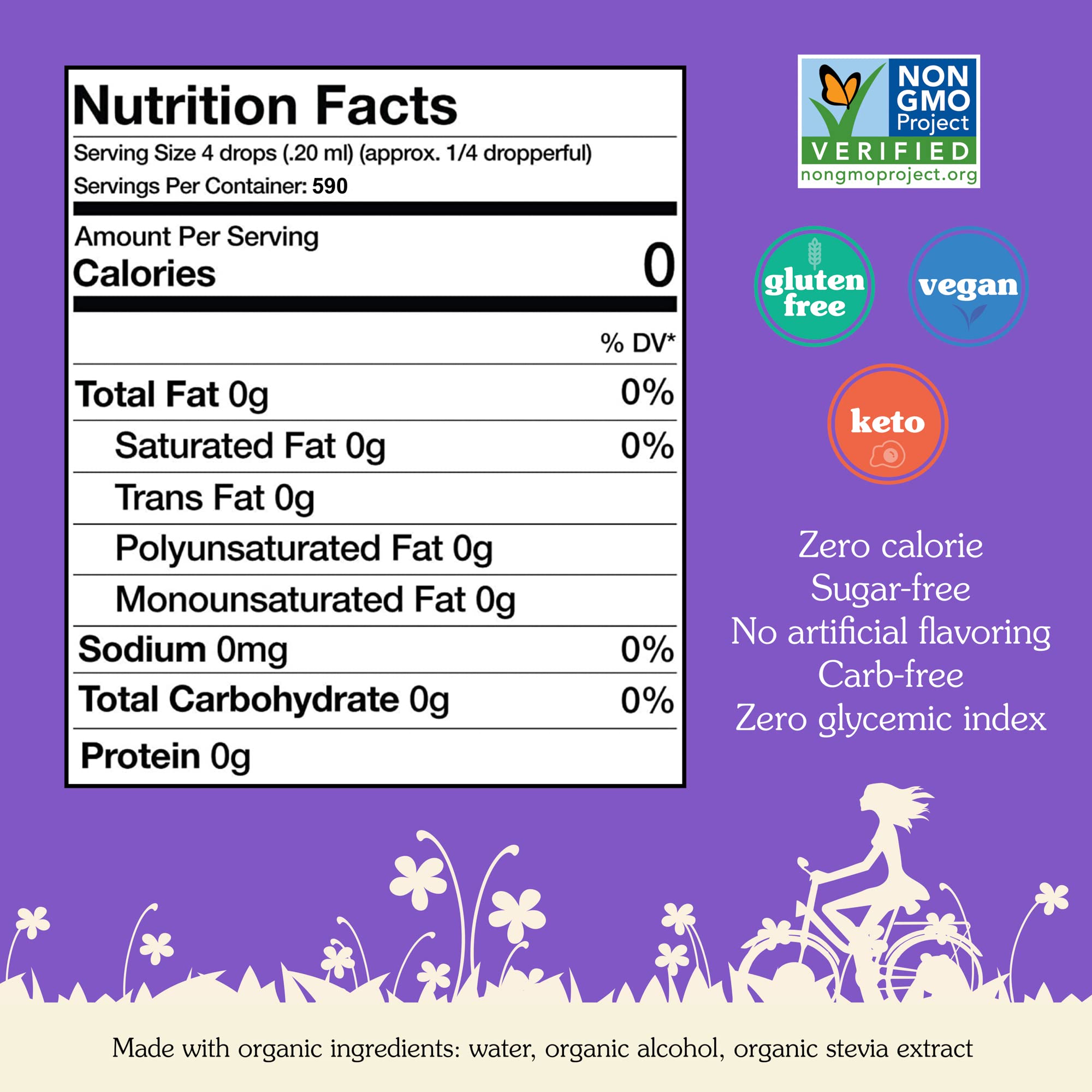 Nunaturals Stevia Liquid Sweetener bottle with dropper