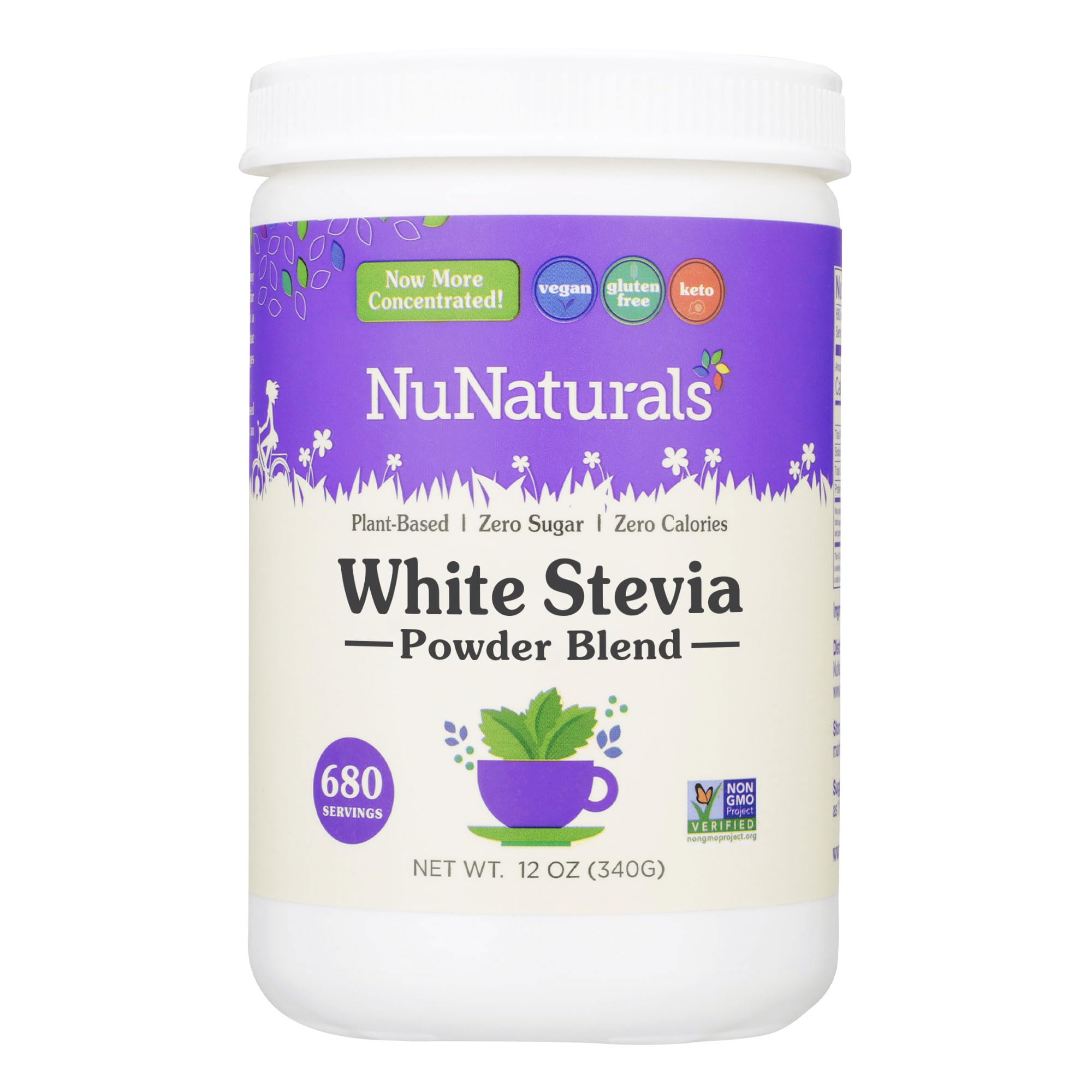 Nunaturals White Stevia Powder 431g front view