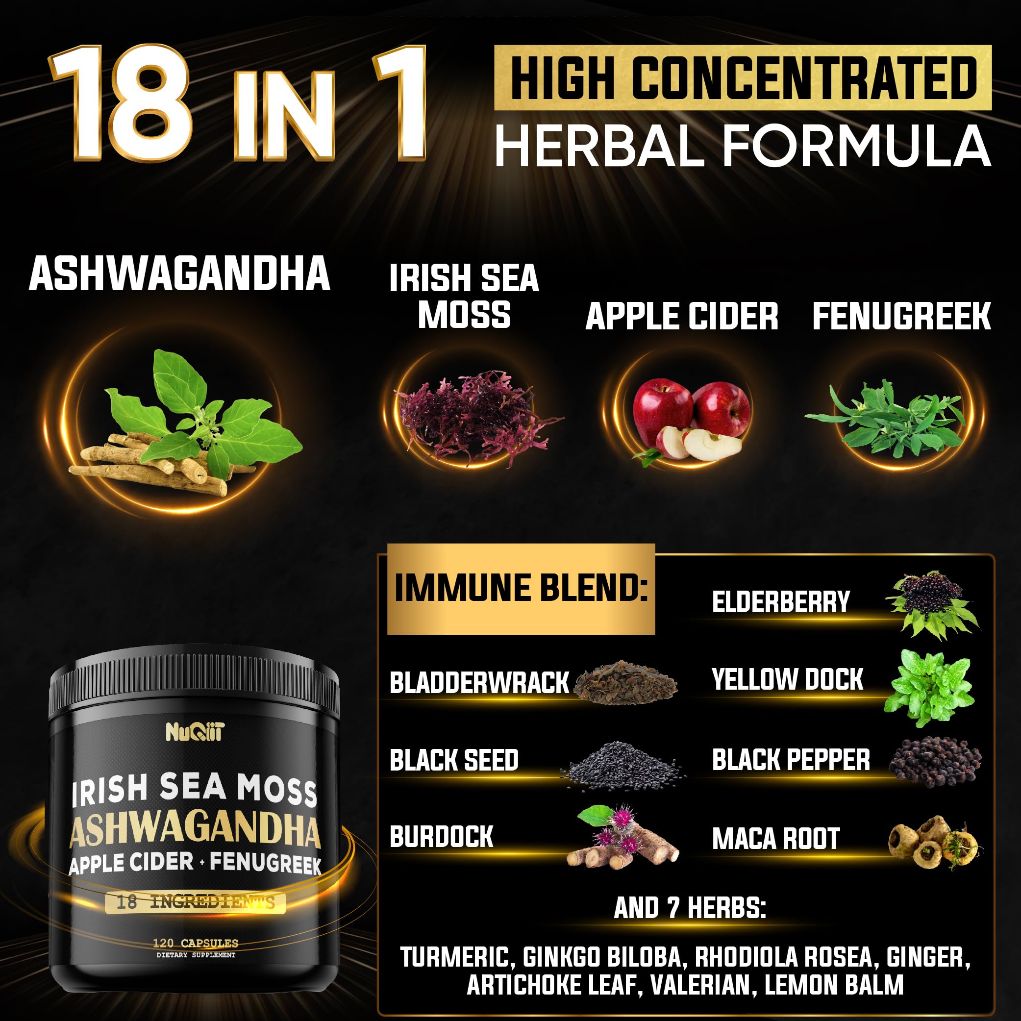 NUQIIT Ashwagandha Complex bottle side view
