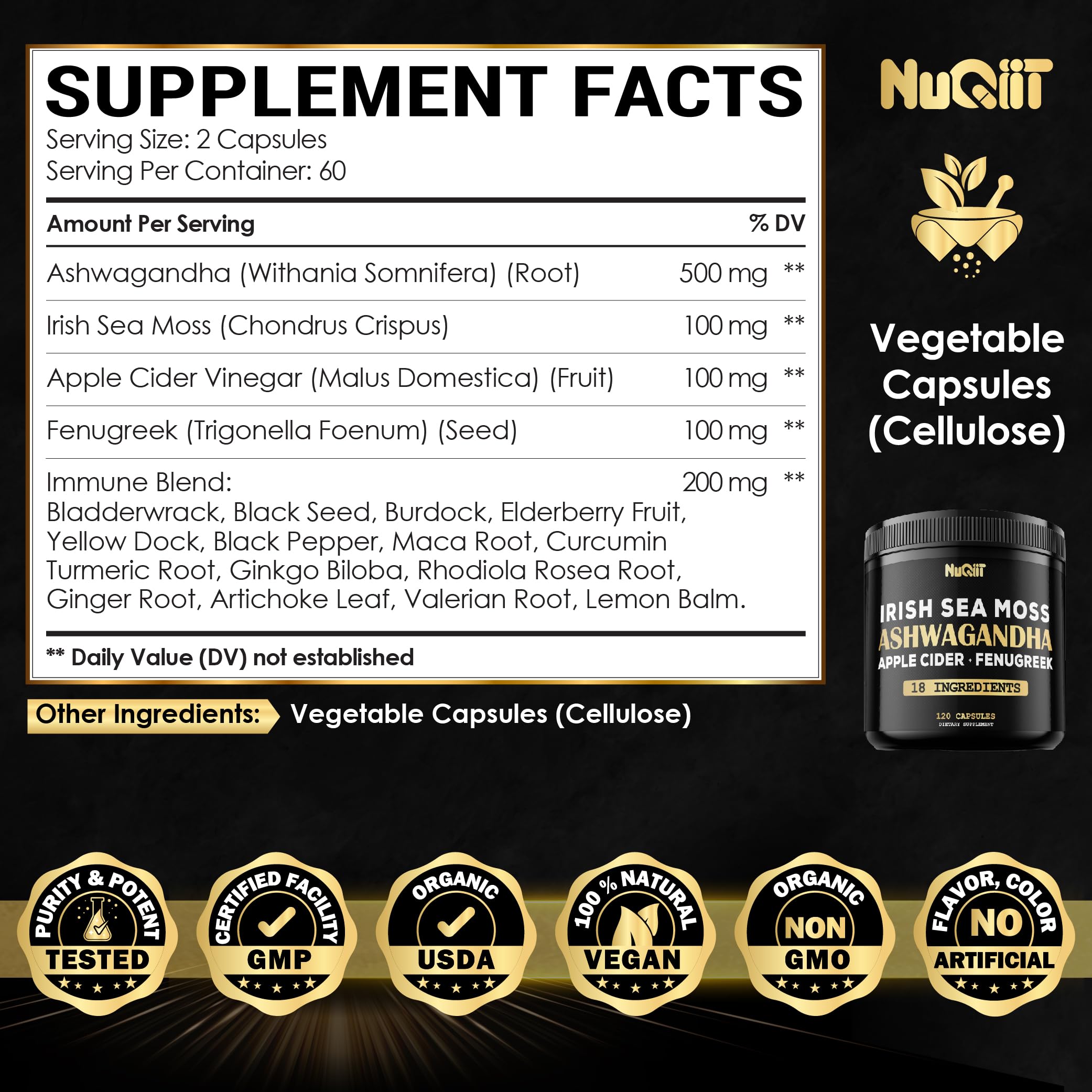 NUQIIT Ashwagandha Complex capsules in hand