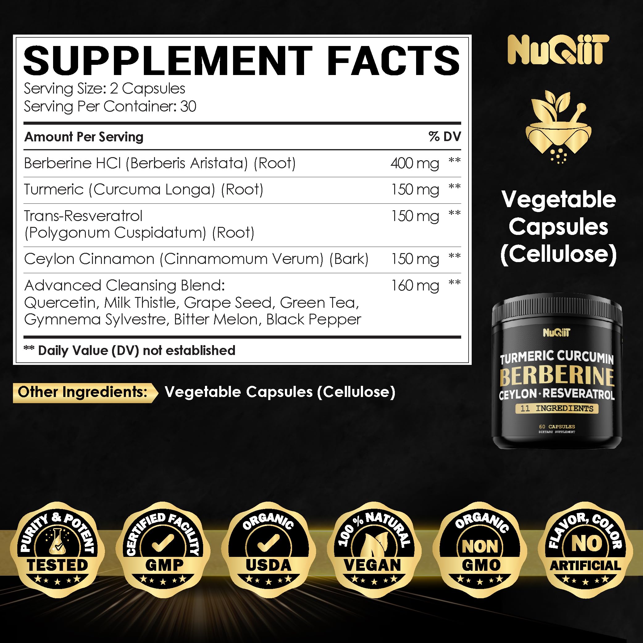 NUQIIT Berberine HCl Supplement packaging