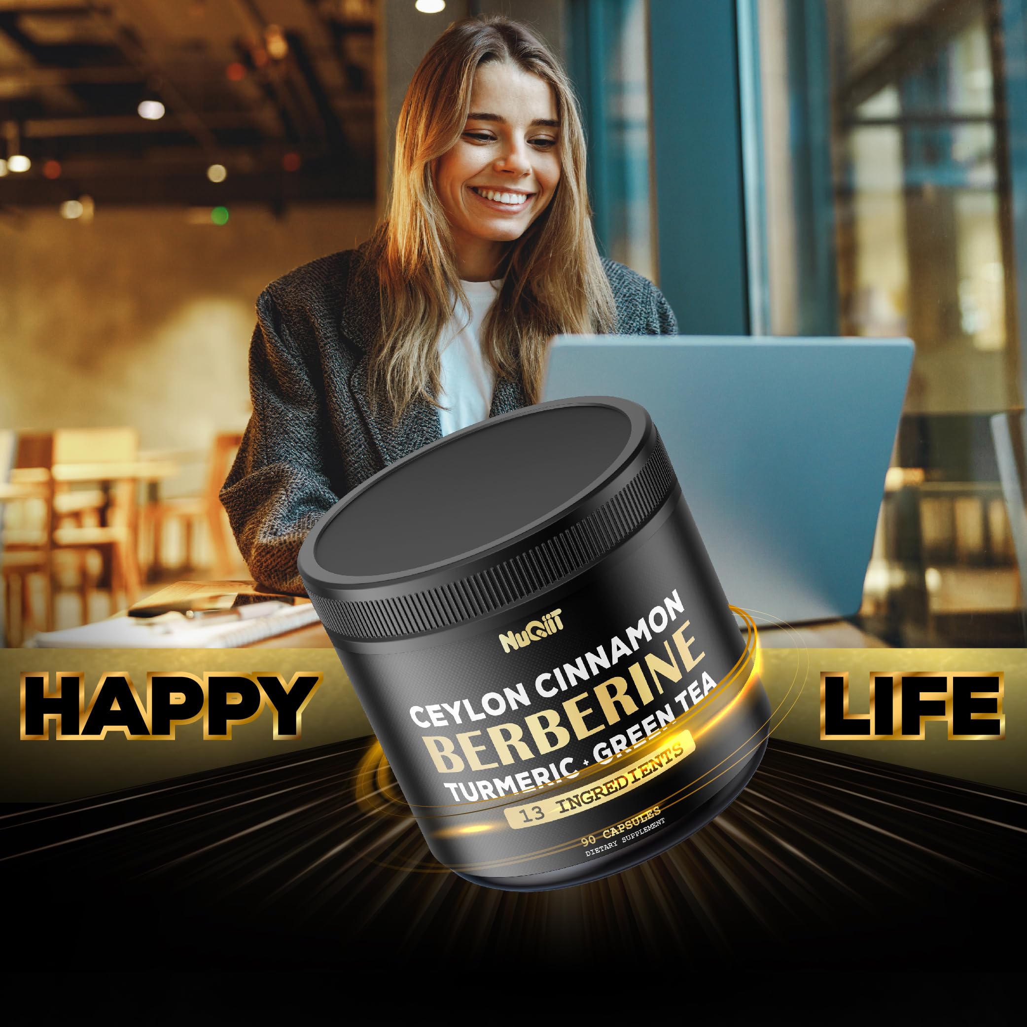 NUQIIT Berberine HCl Supplement with Turmeric and Green Tea Extract