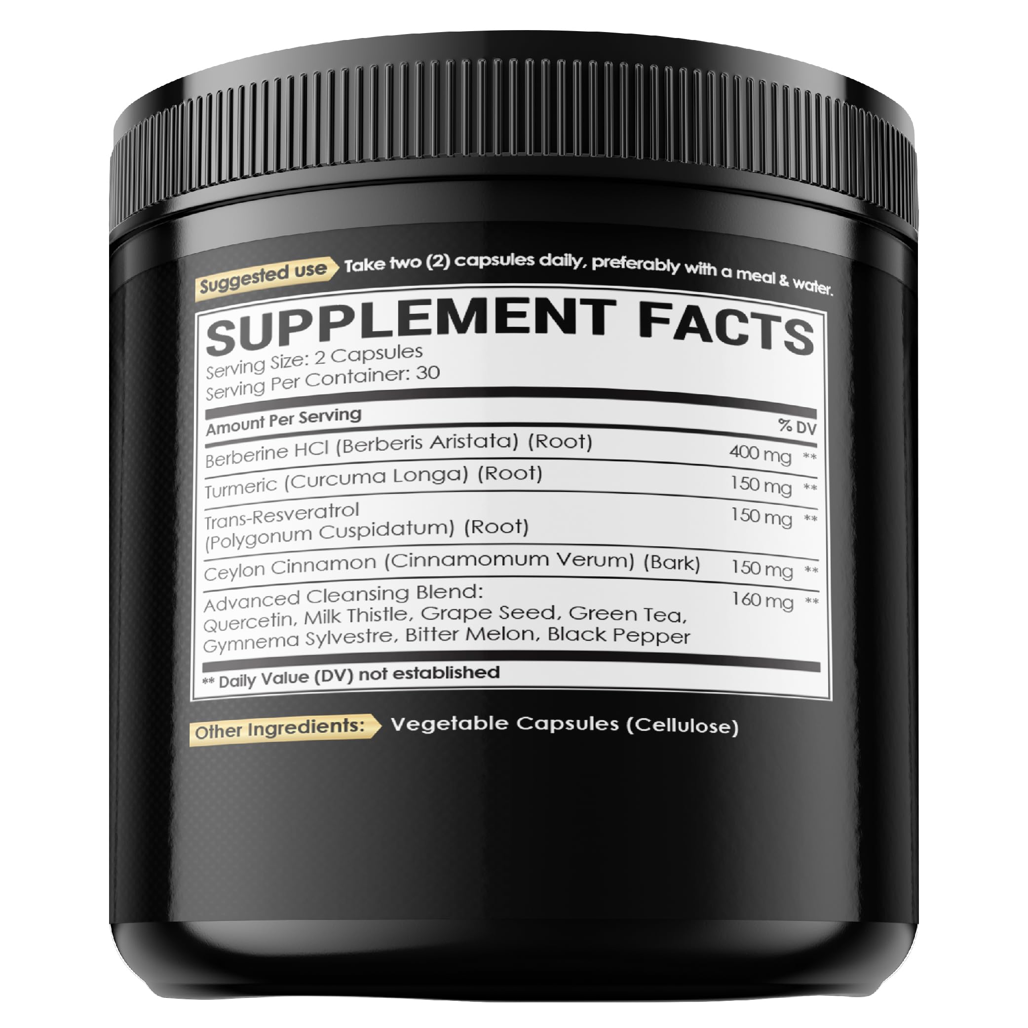 NUQIIT Berberine HCl Supplement with Turmeric and Trans-Resveratrol
