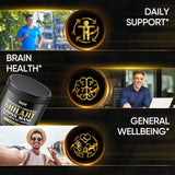 NUQIIT Blended Vitamin & Mineral Supplement capsules on a wooden surface