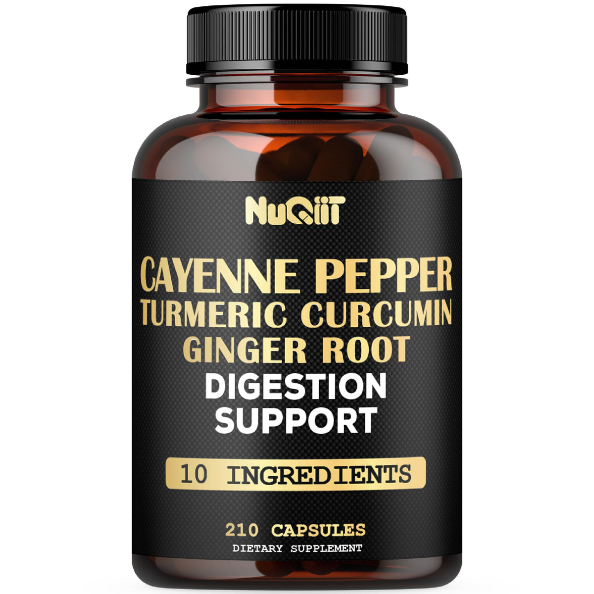 NUQIIT Cayenne Supplement bottle front view with 210 capsules