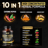NUQIIT Cayenne Supplement bottle side view showing ingredients