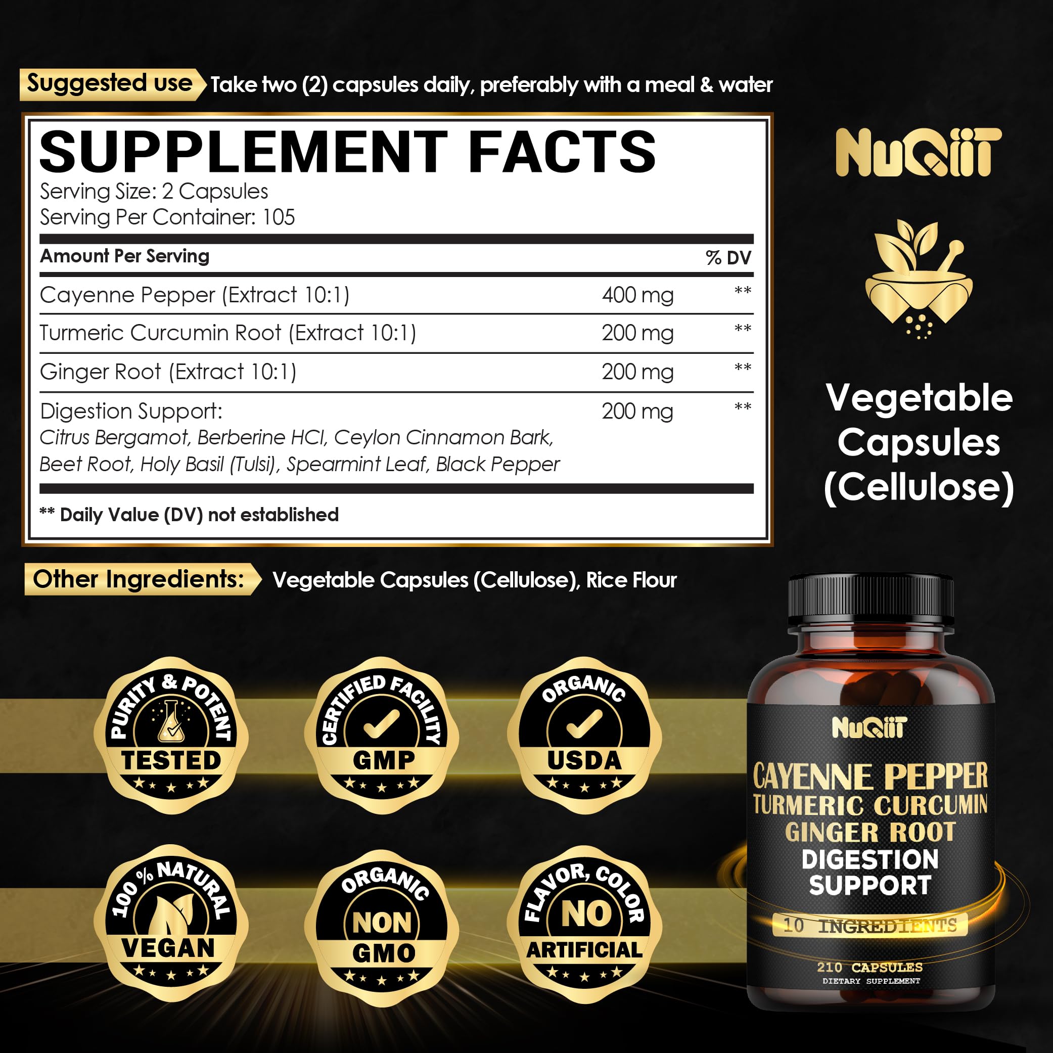NUQIIT Cayenne Supplement bottle with a measuring spoon