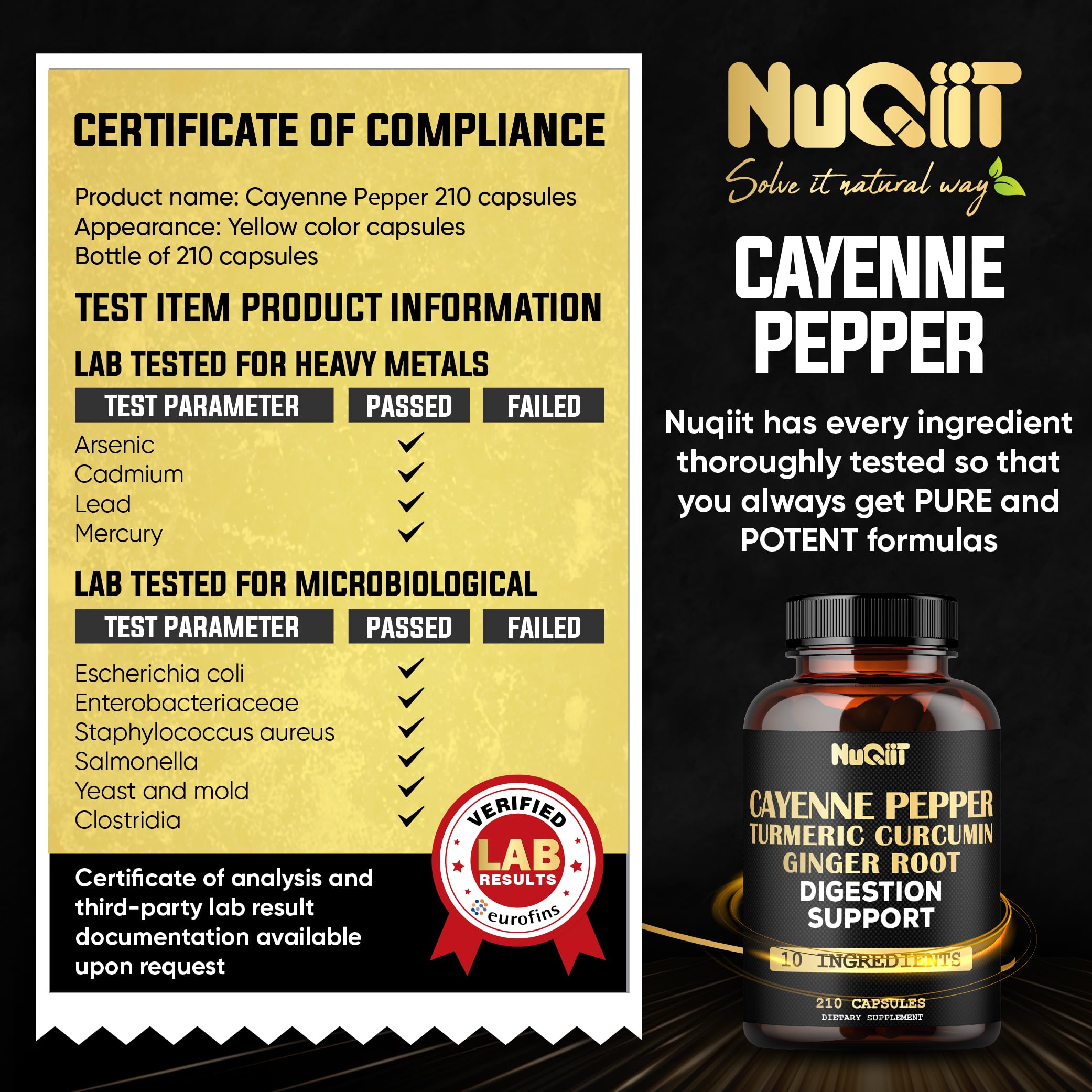 NUQIIT Cayenne Supplement capsules in a glass with water