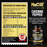 NUQIIT Cayenne Supplement capsules in a glass with water