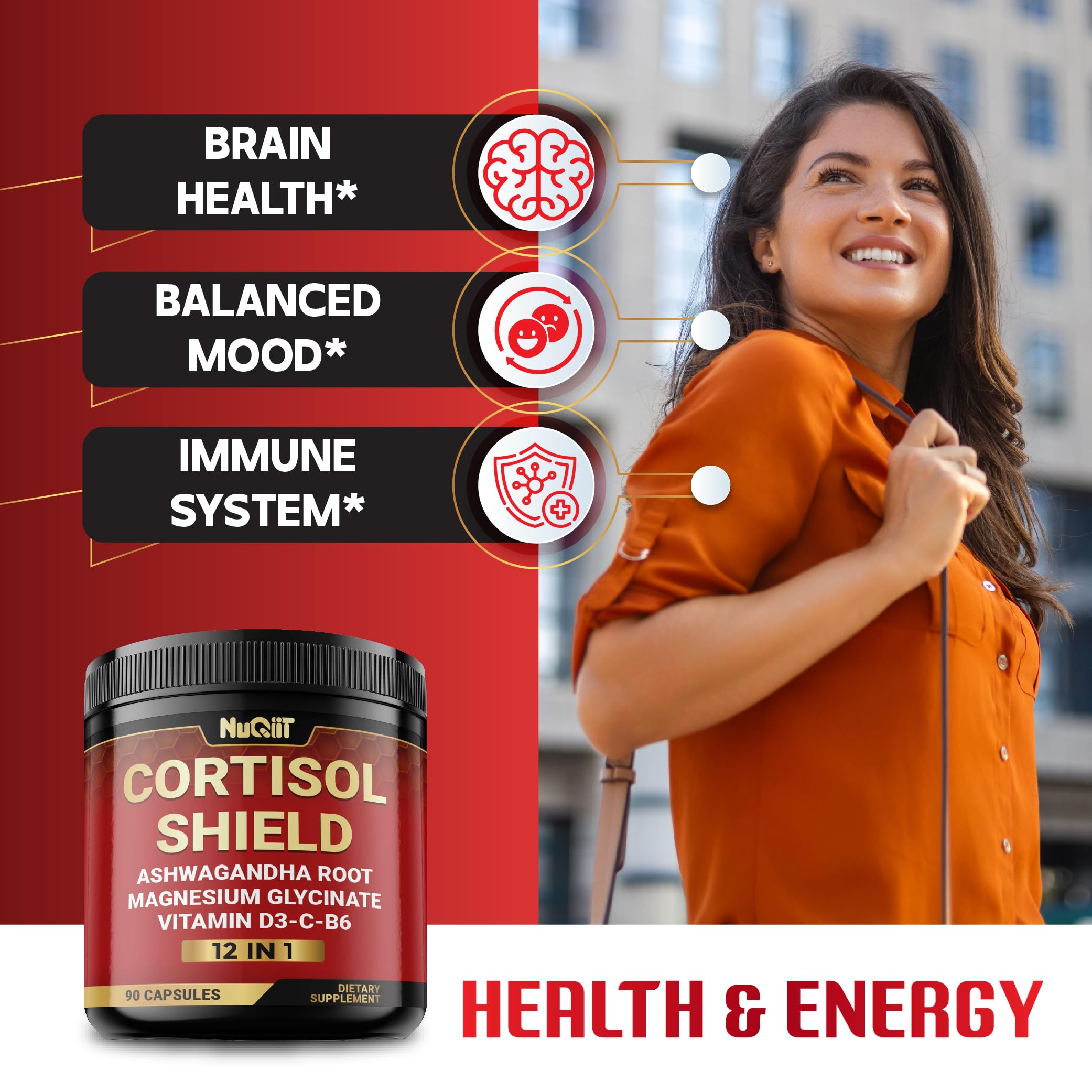 NUQIIT Cortisol Shield Supplement bottle side view