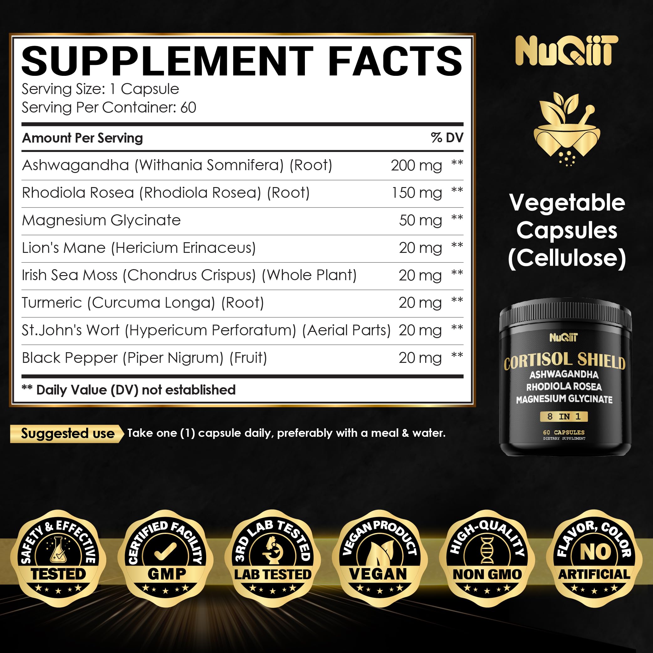 NUQIIT Cortisol Supplement 500mg packaging