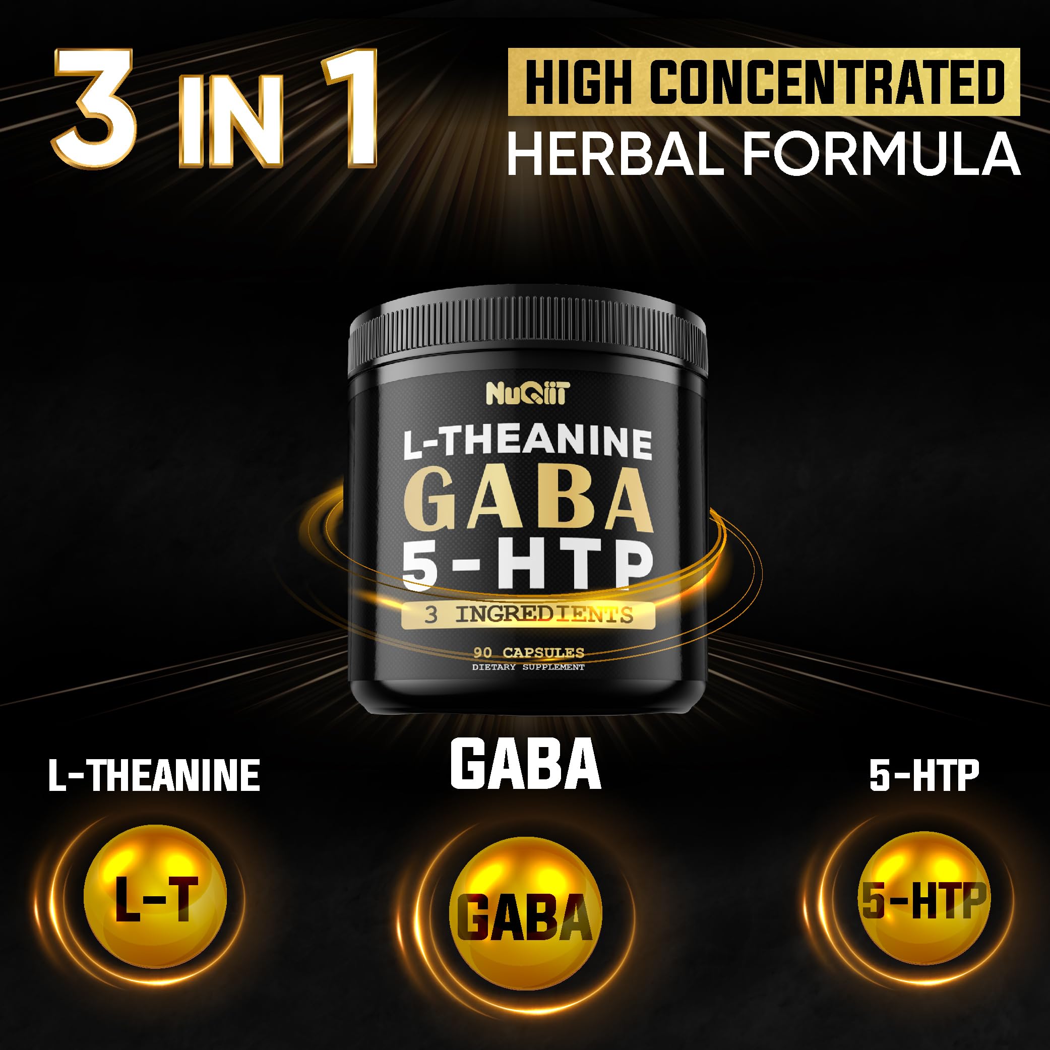 NUQIIT Gaba L-Theanine Supplement bottle side view