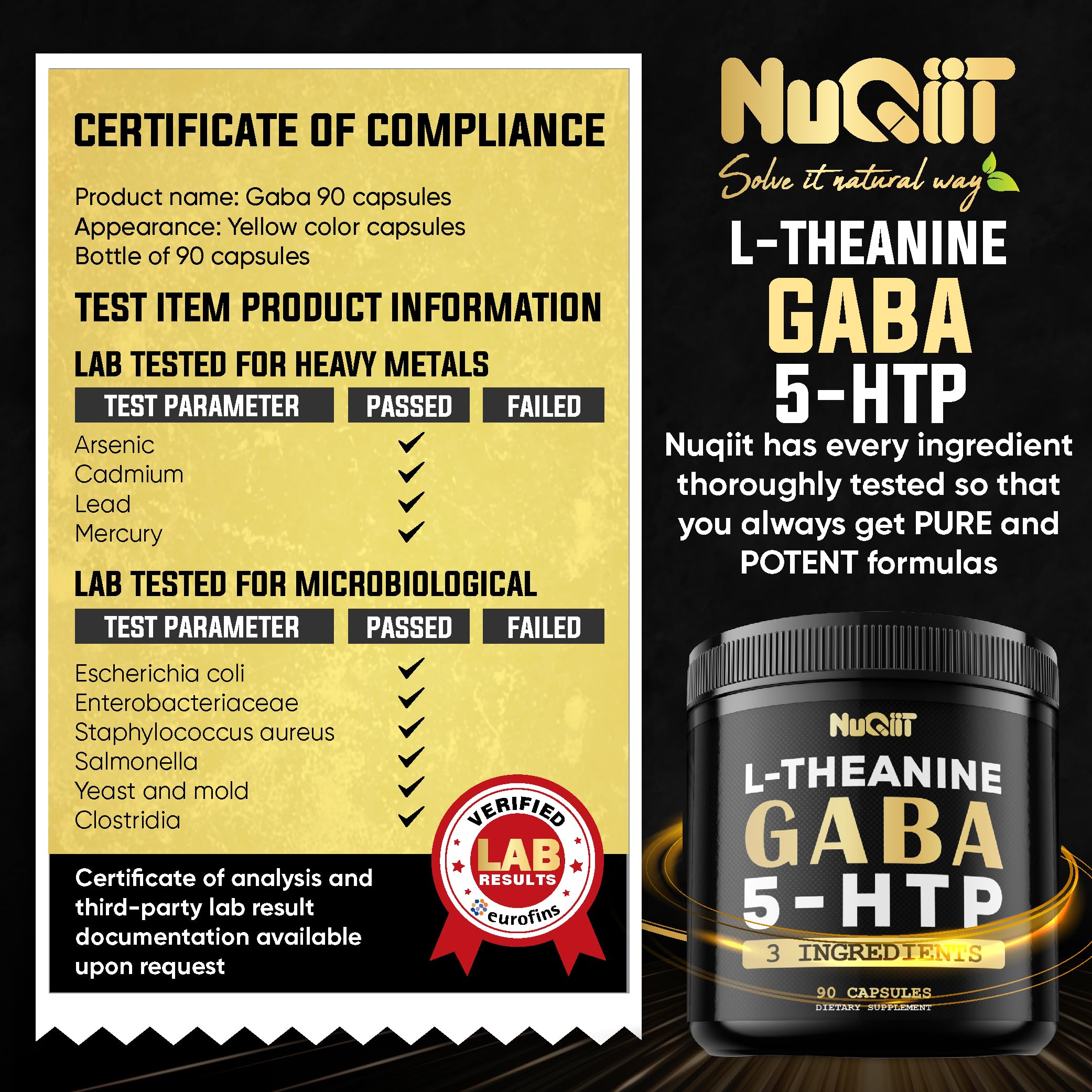 NUQIIT Gaba L-Theanine Supplement packaging details
