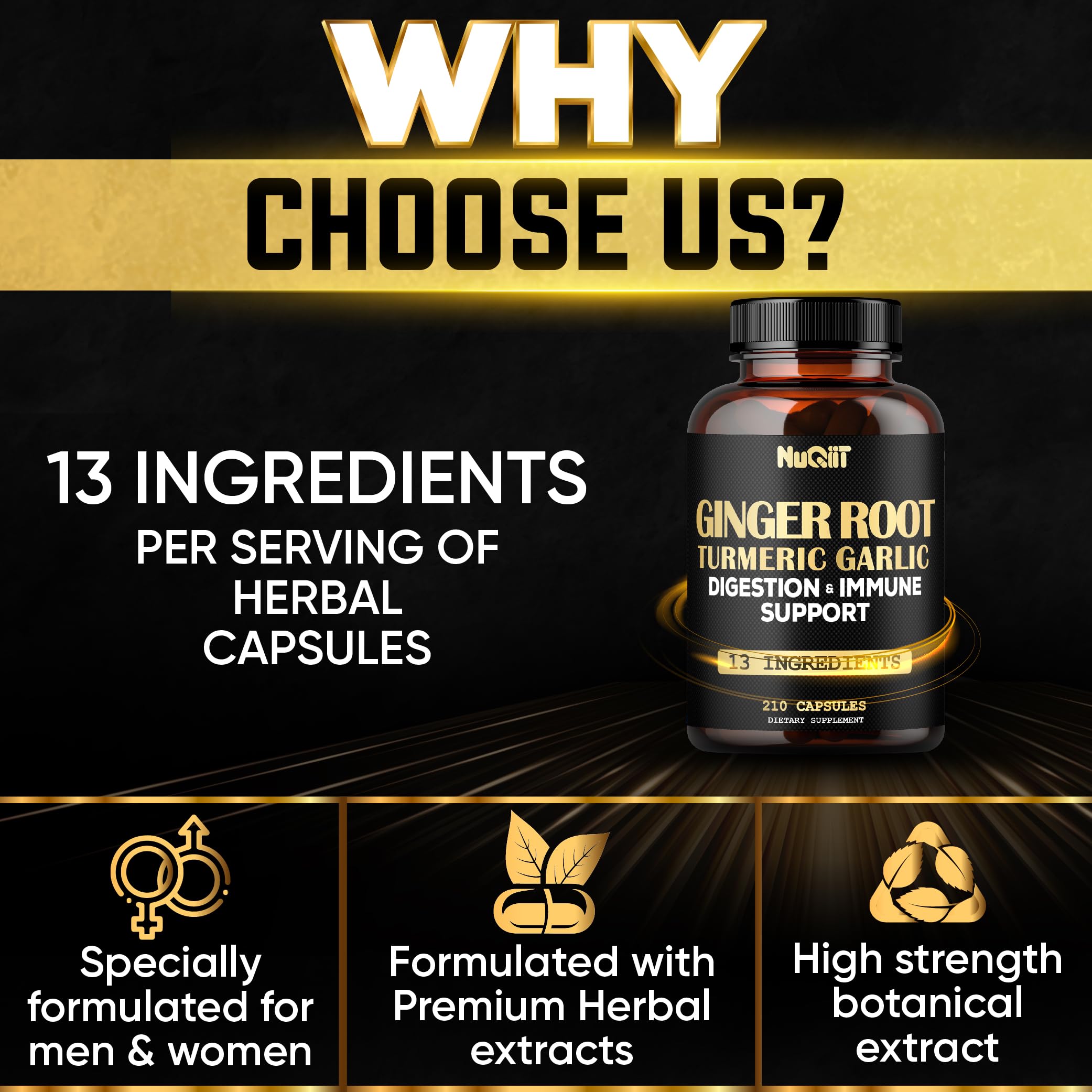 NUQIIT Ginger Root Capsules showing dosage instructions