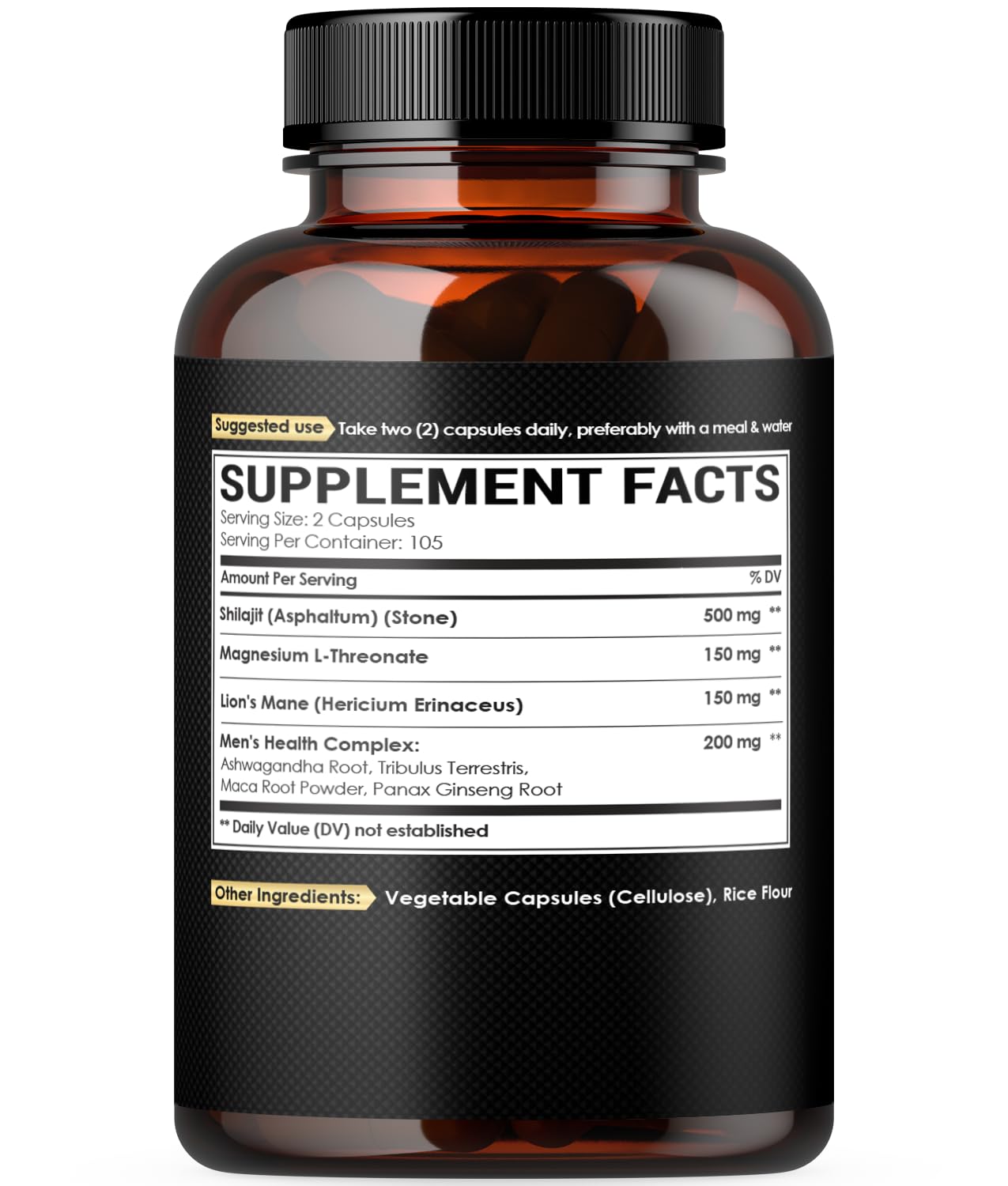 NUQIIT Magnesium with Lions Mane & Shilajit Capsules back view