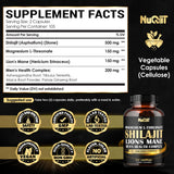 NUQIIT Magnesium with Lions Mane & Shilajit Capsules bottle side view