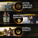 NUQIIT Magnesium with Lions Mane & Shilajit Capsules on a wooden table
