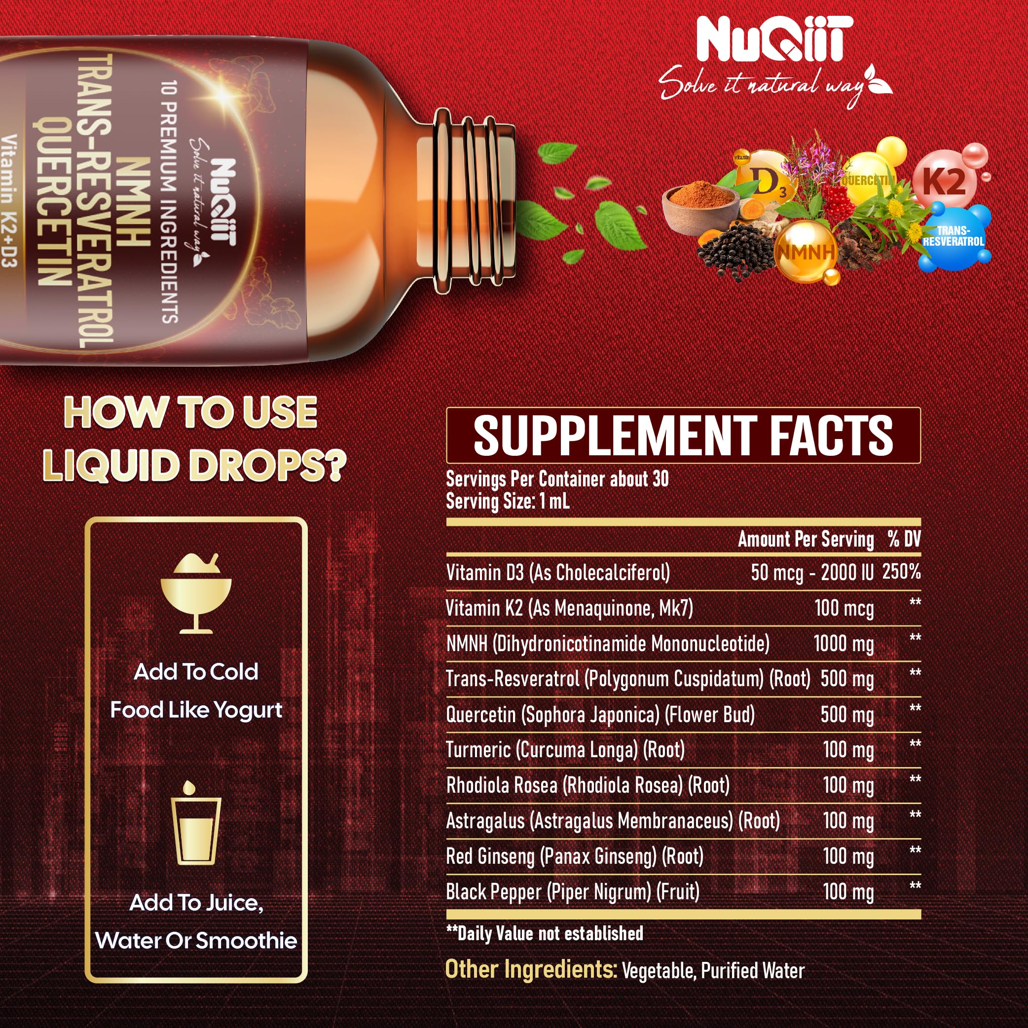 NUQIIT NMNH 10in1 Liquid Drops with measuring dropper
