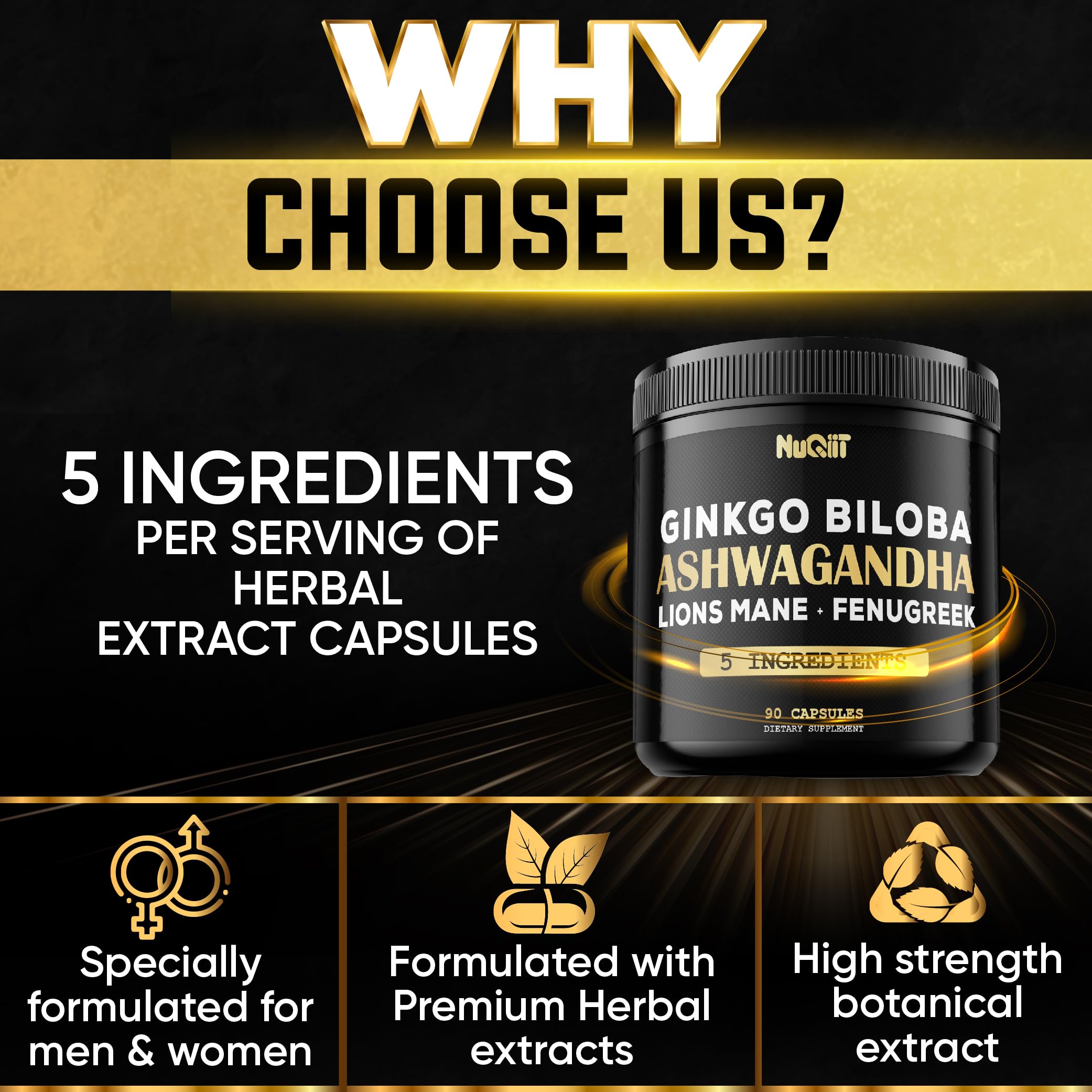 NUQIIT Organic Ashwagandha Supplement ingredients list