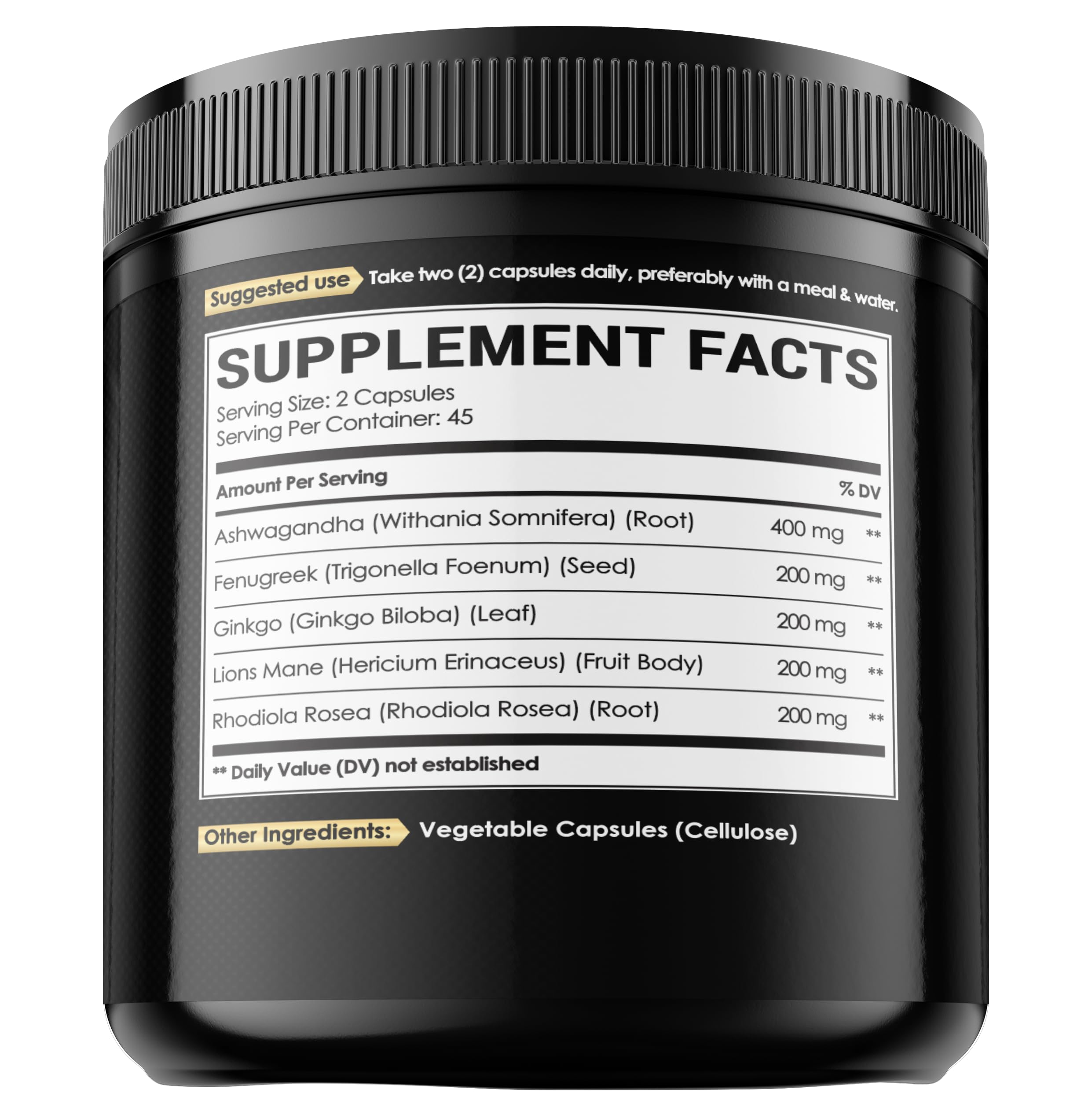 NUQIIT Organic Ashwagandha Supplement nutritional information