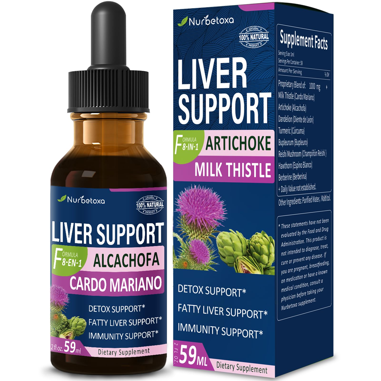 Nurbetoxa Artichoke Liver Support herbal supplement front view