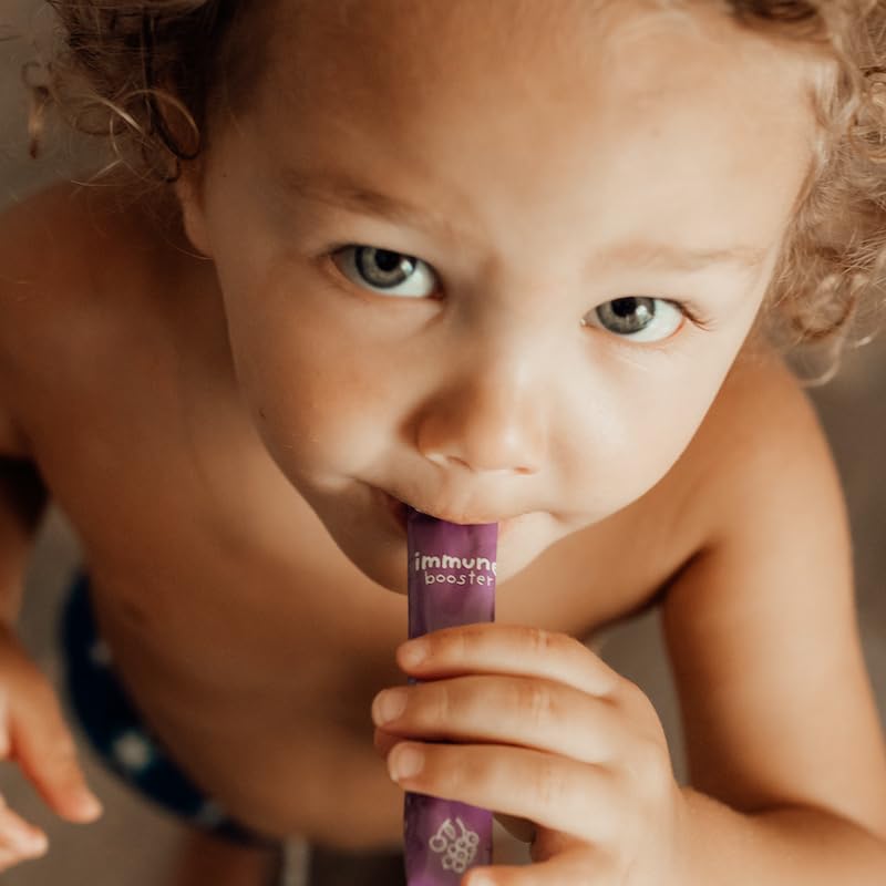 Nurished Elderberry Supplement pouch with stick packs on a kitchen counter