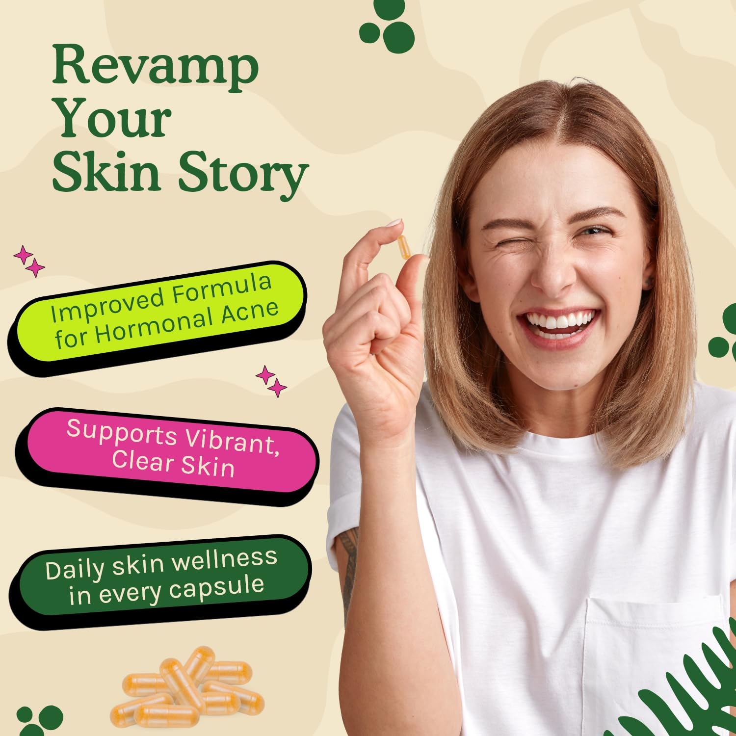 NURISR Clear Skin Supplements 30 Capsules side view