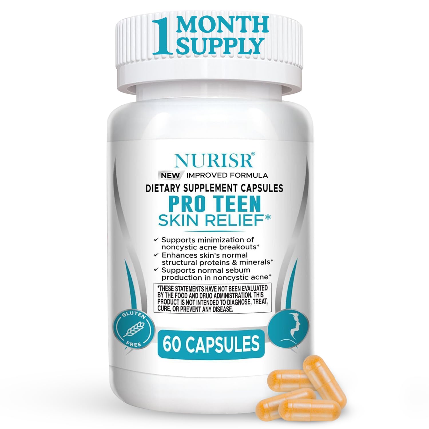 NURISR Clear Skin Supplements on a table