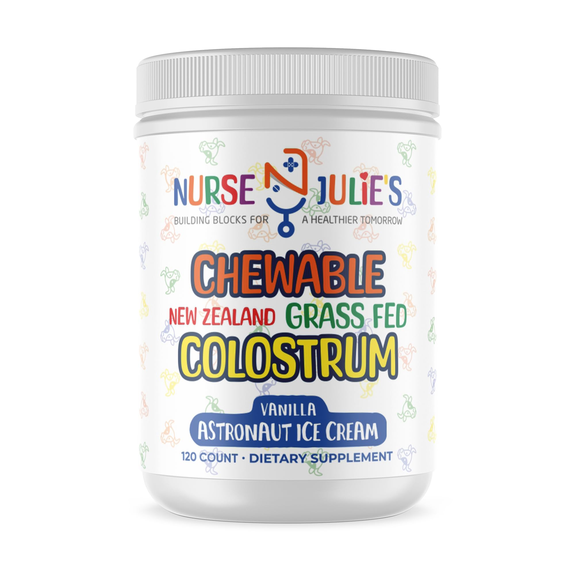 Nurse Julie's Colostrum Chewable Tablets for Kids front view