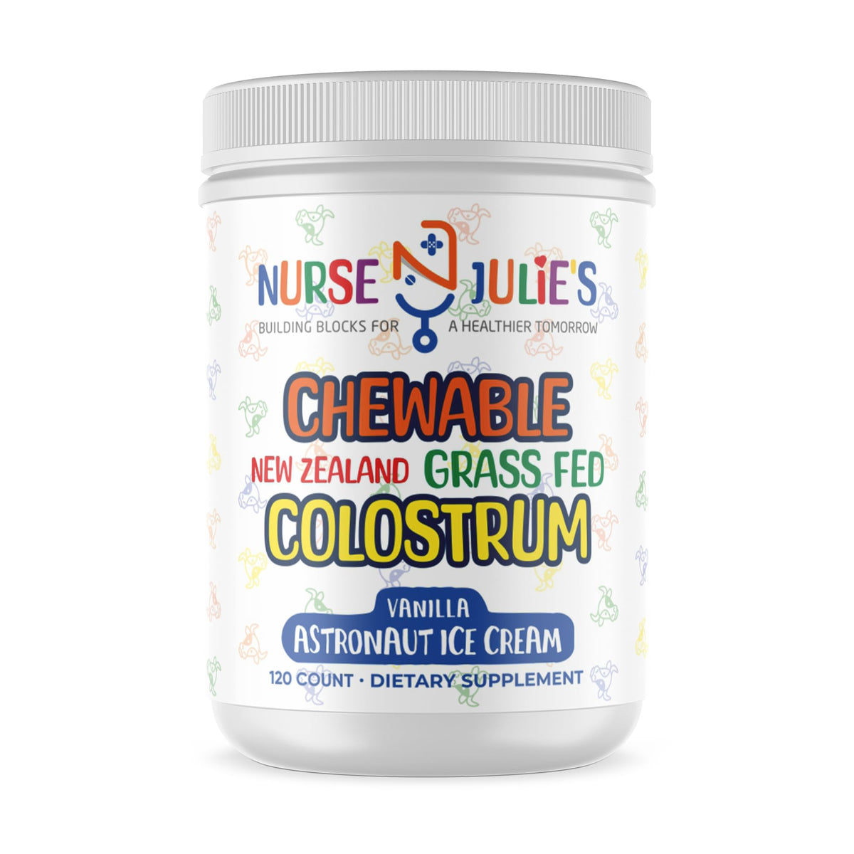 Nurse Julie's Colostrum Chewable Tablets for Kids front view