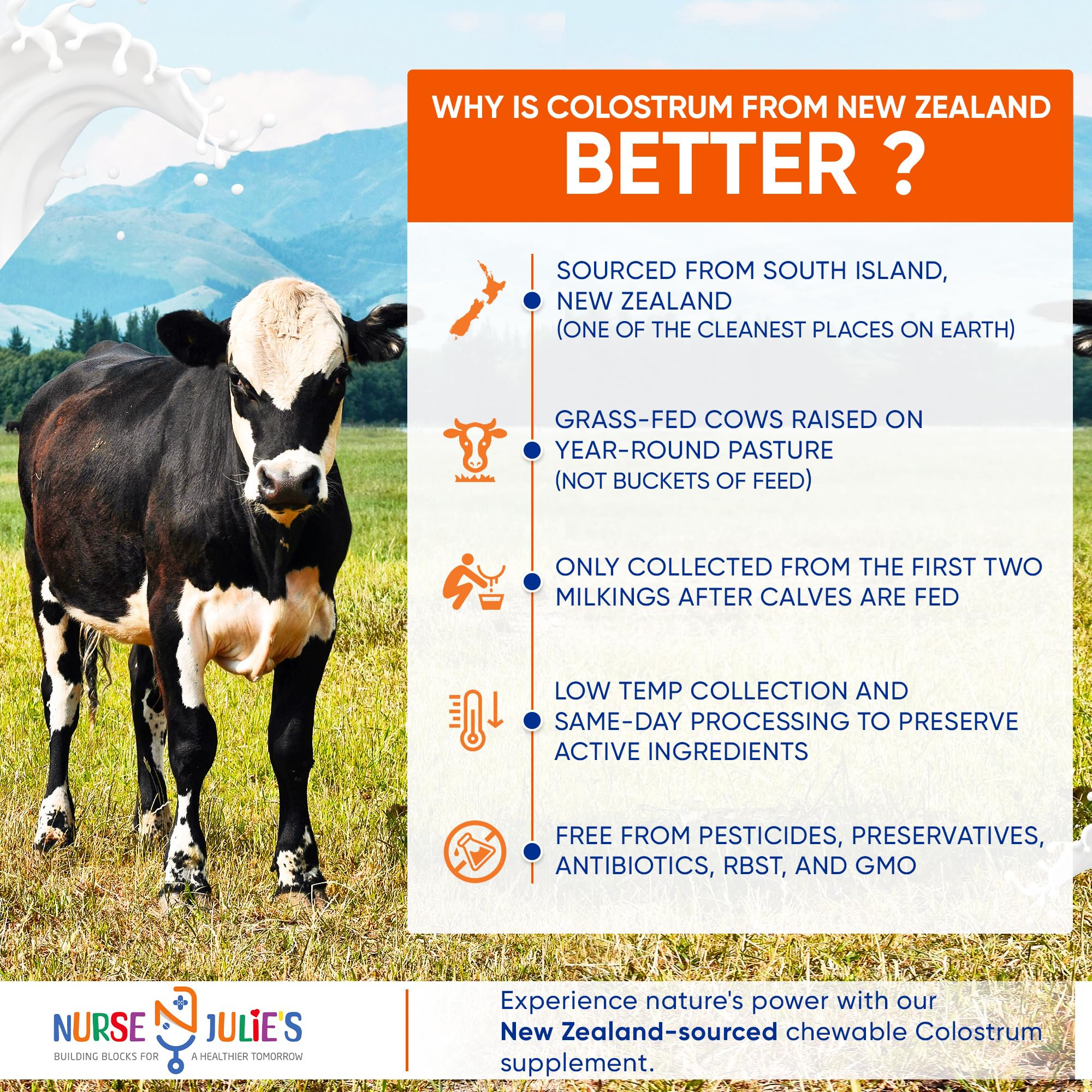 Nurse Julie's Colostrum Chewable Tablets for Kids with a child holding them