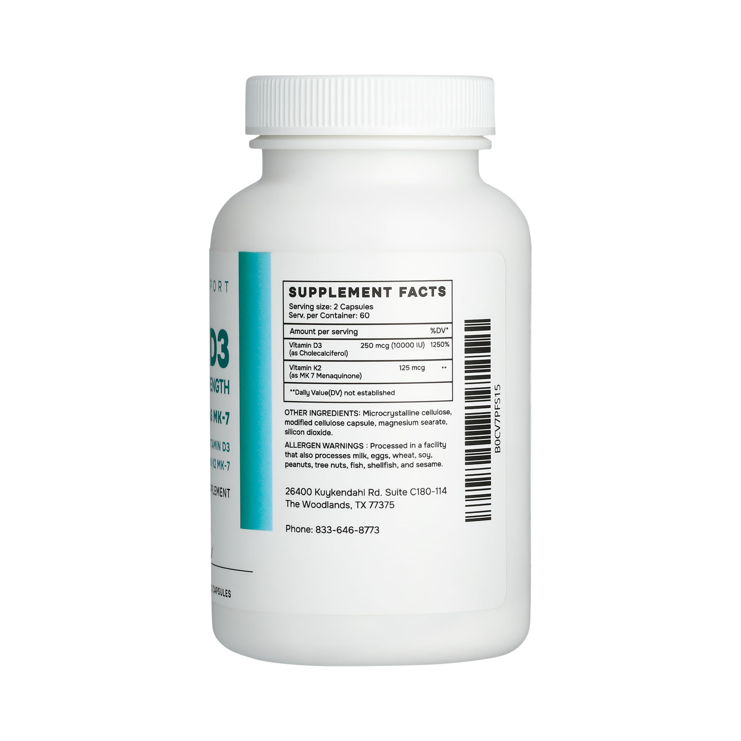 Nurse Julli Vitamin D3 + K2 supplement bottle side view